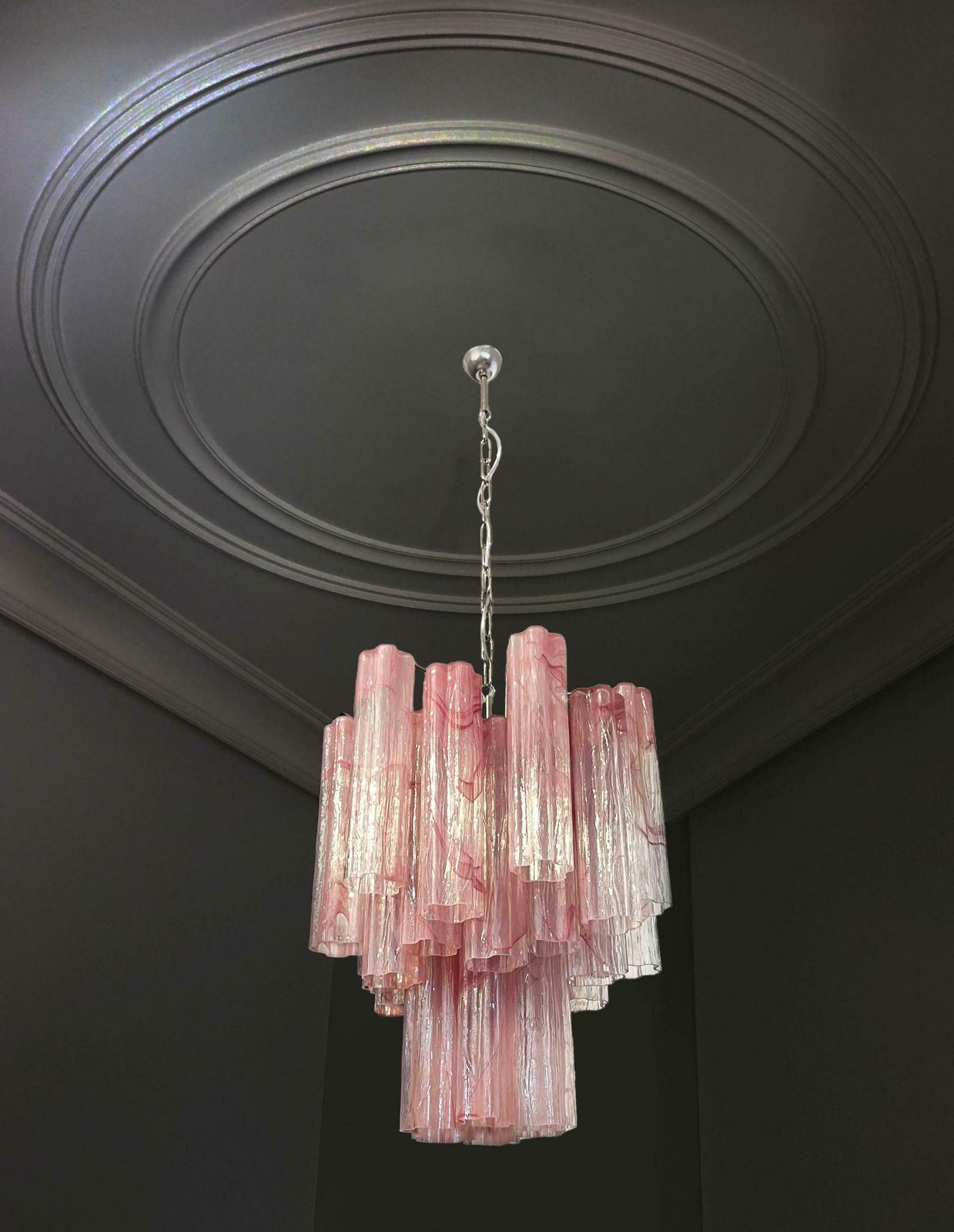 Charming Glass Tube Chandelier   30 Albaster Pink Glasses photo Lighting