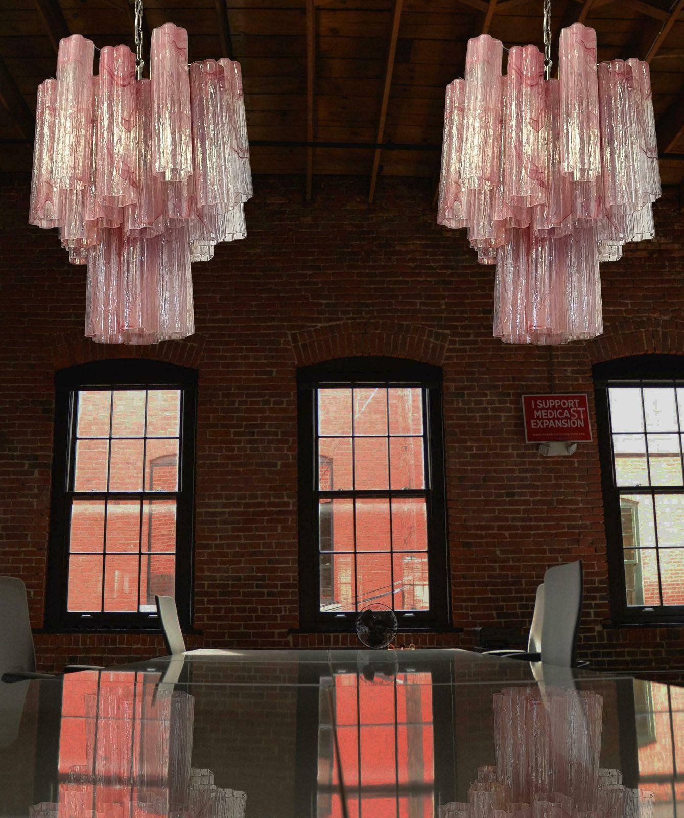 Lighting Charming Glass Tube Chandelier   30 Albaster Pink Glasses photo