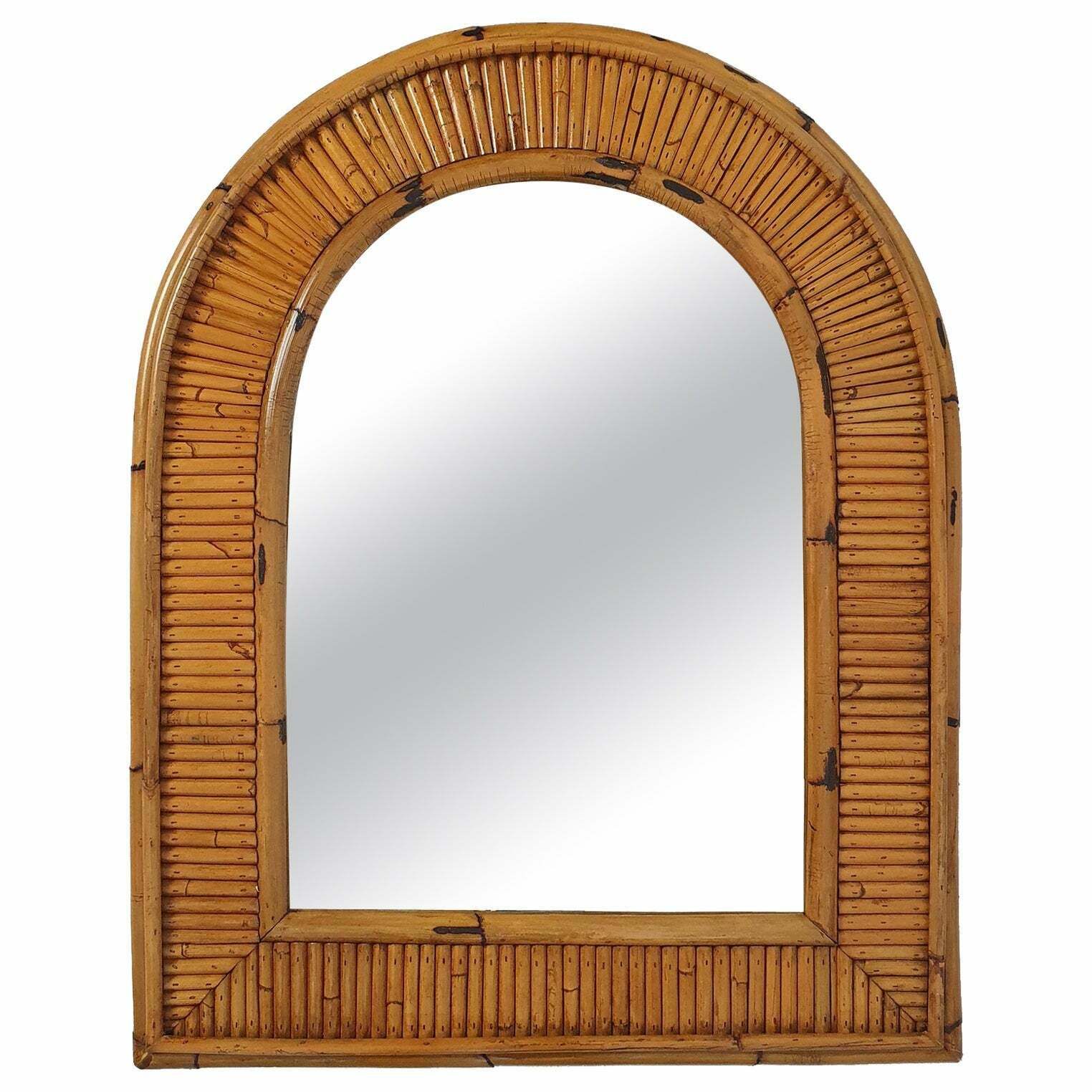 Arched Bamboo Mirror By Vivai Del Sud Italy, 1960s