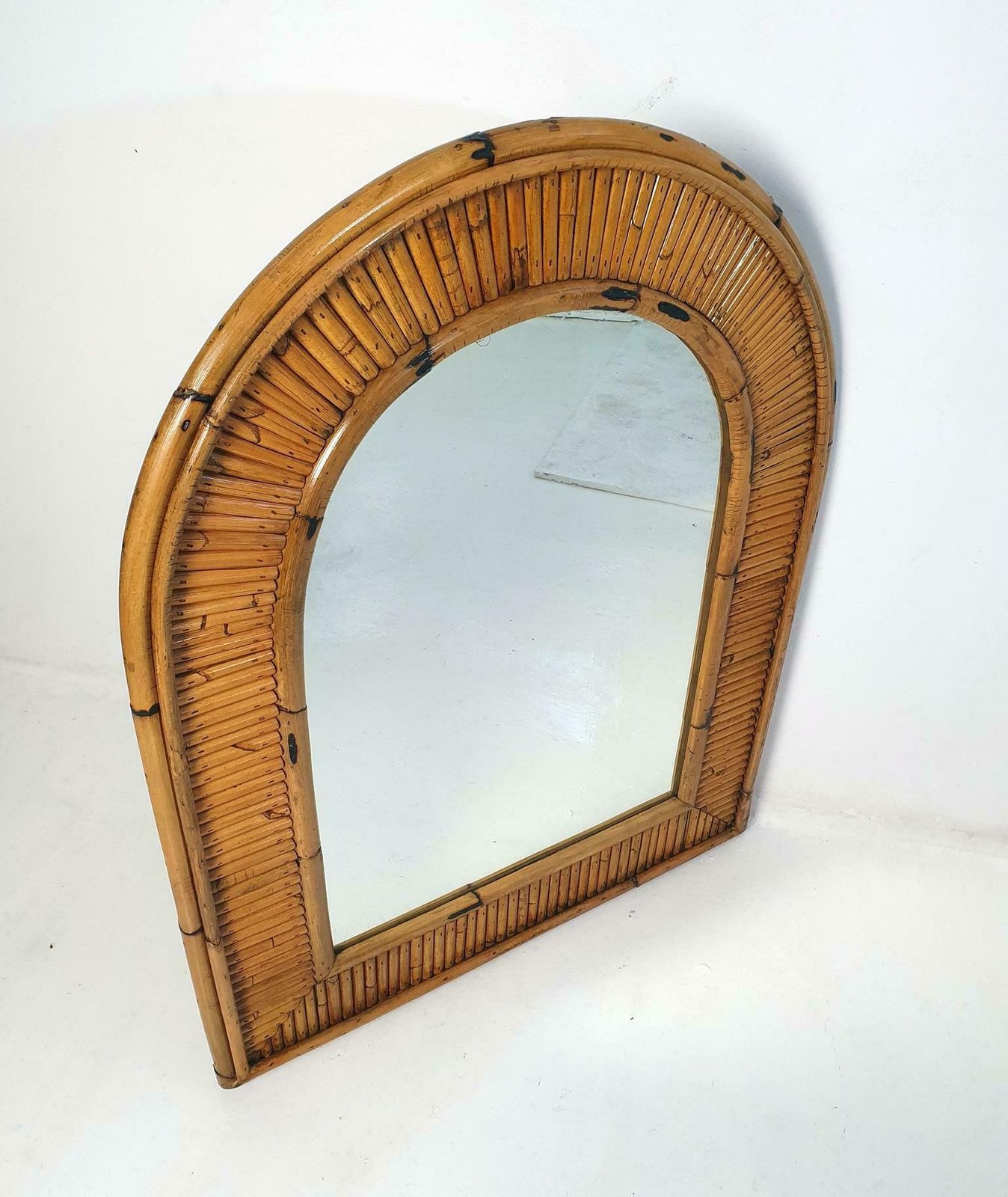 Arched Bamboo Mirror By Vivai Del Sud Italy, 1960s photo for sale