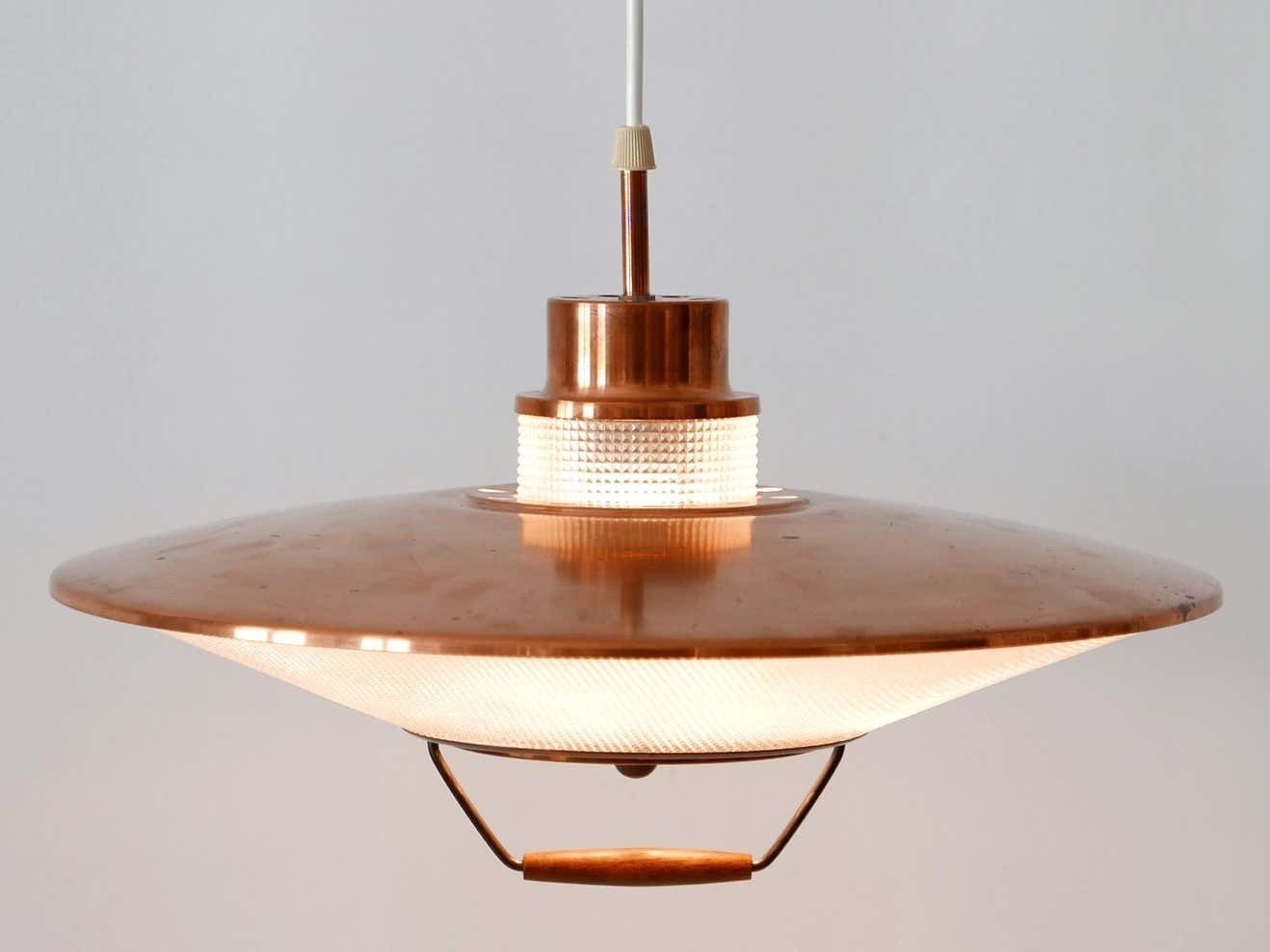 photo for sale Rare Mid Century Modern Scandinavian Copper Pendant Lamp Or Hanging Light 1960