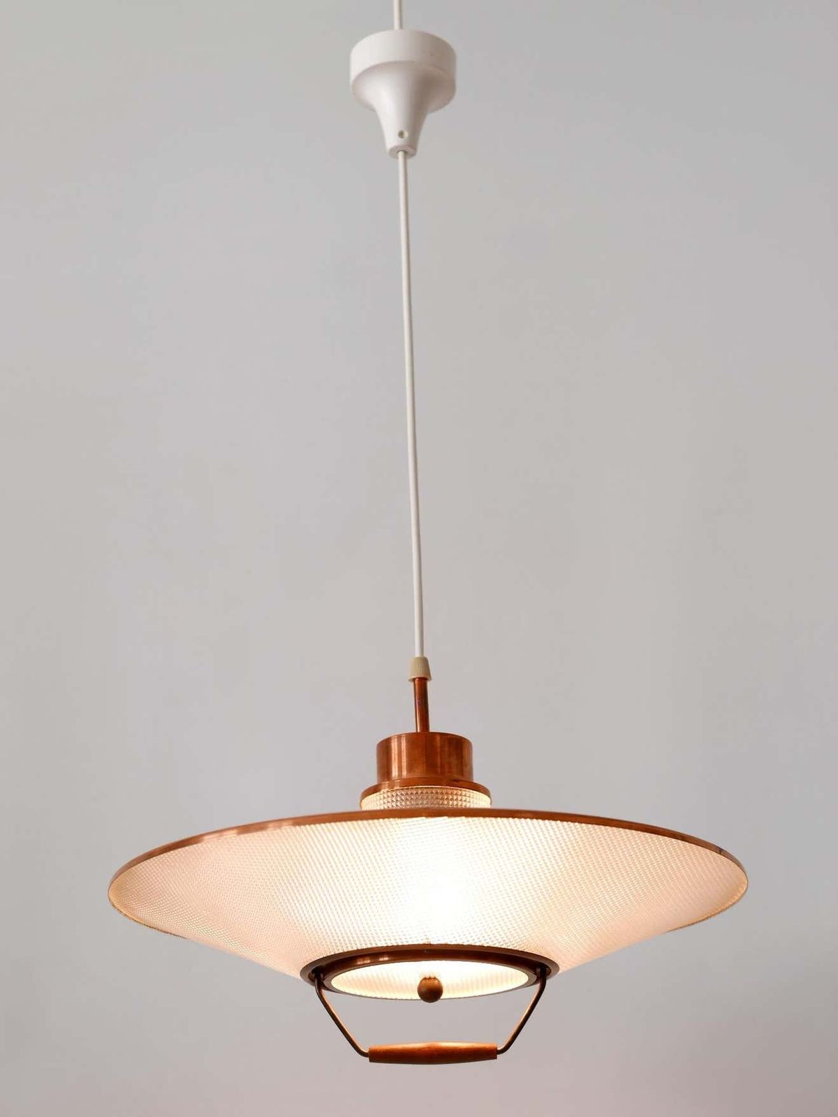 1612.0 Rare Mid Century Modern Scandinavian Copper Pendant Lamp Or Hanging Light 1960 photo