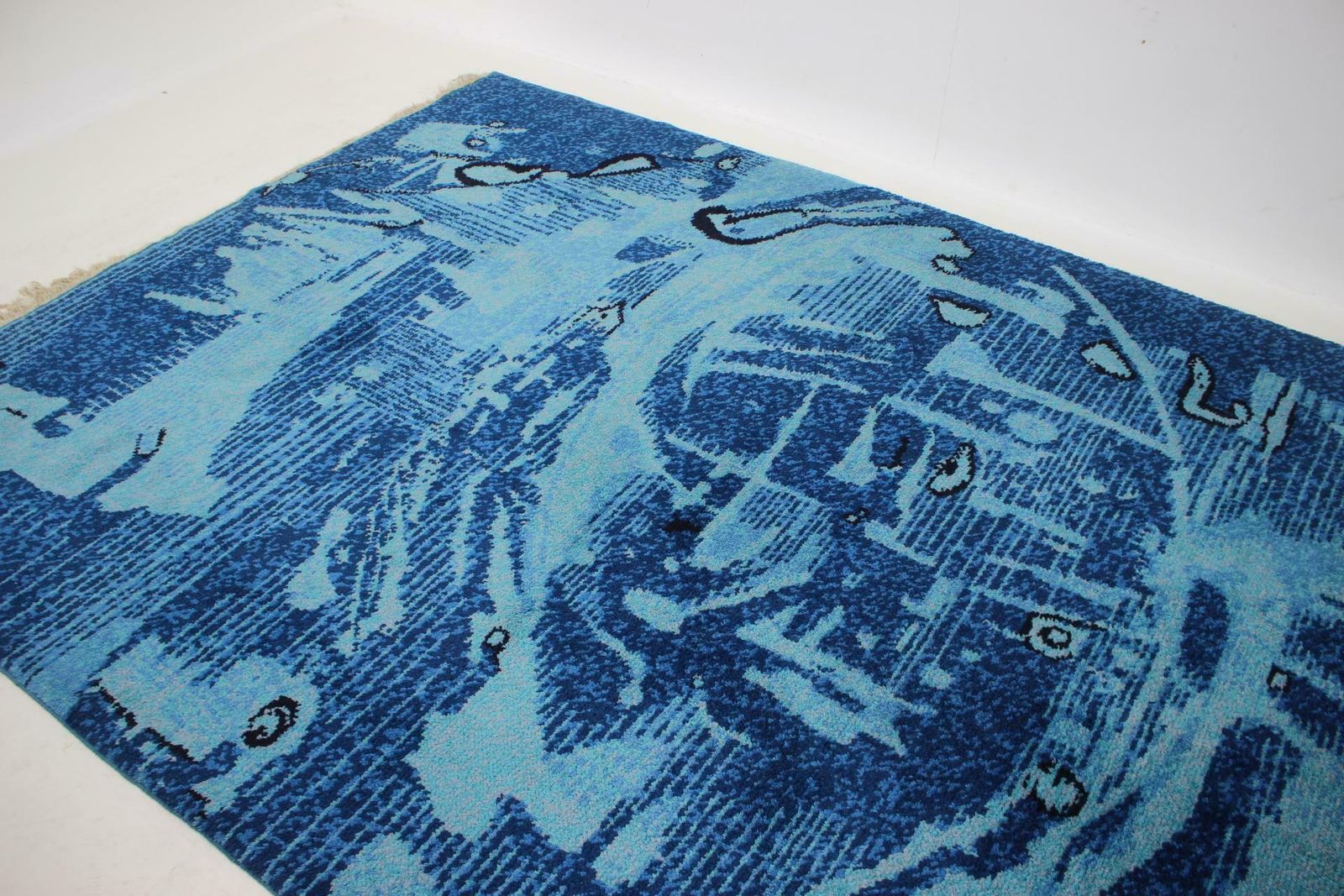 Beautiful Hand Made Art Abstract Design Wool Carpet In Style Of Kybal, 1960s photo buy