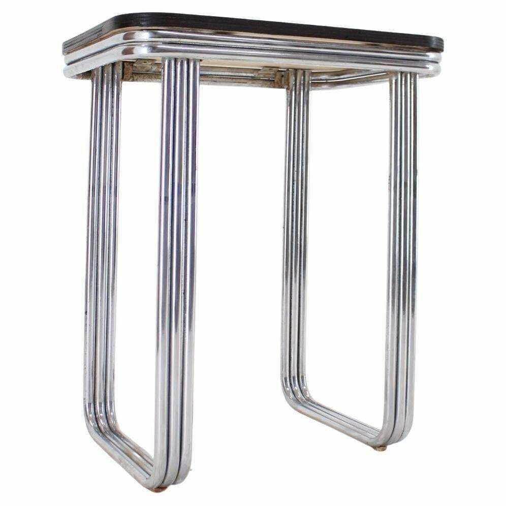 Bauhaus Art Deco Tubular Steel Chrom Table   1930s