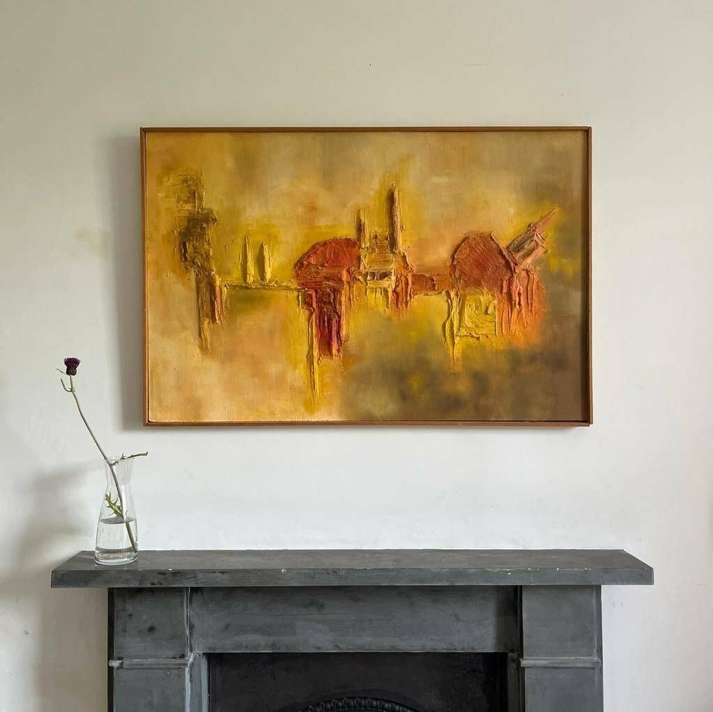 photo furniture Original 70s Oil Painting/ Relief By John Jackson