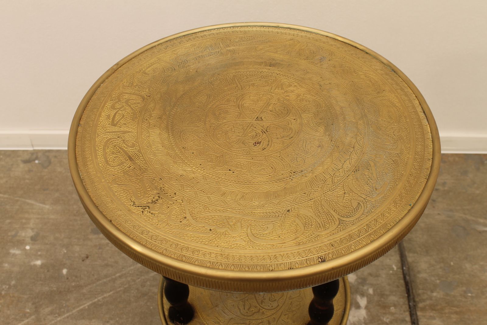 Art Deco Wood And Brass Round Side Table, Bohemia, 1930s photo 465.0