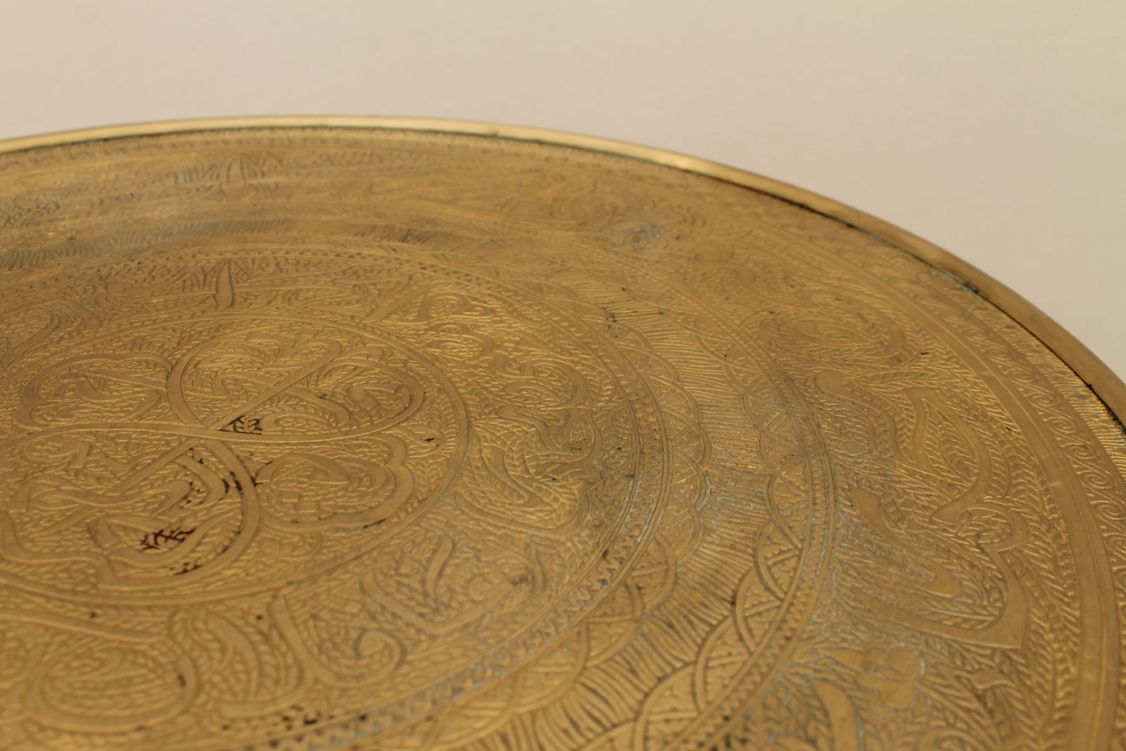 Art Deco Wood And Brass Round Side Table, Bohemia, 1930s photo buy