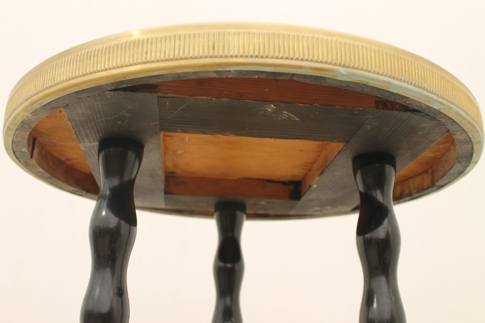 photo buy Art Deco Wood And Brass Round Side Table, Bohemia, 1930s