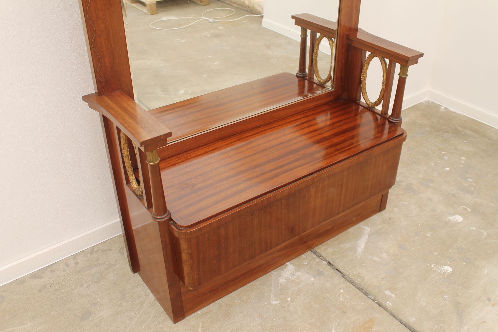 Furniture Viennese Secession Huge Mahogany Hall Mirror, 1910 photo