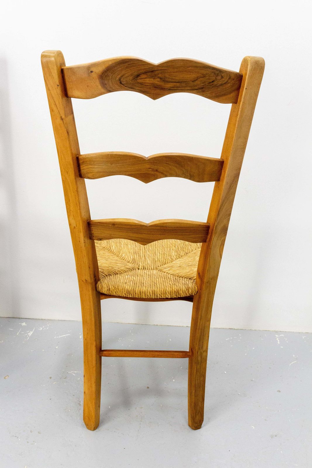 photo furniture Six French Dining Chairs Oak Chairs Rush Seats Provincial Style, Circa 1970