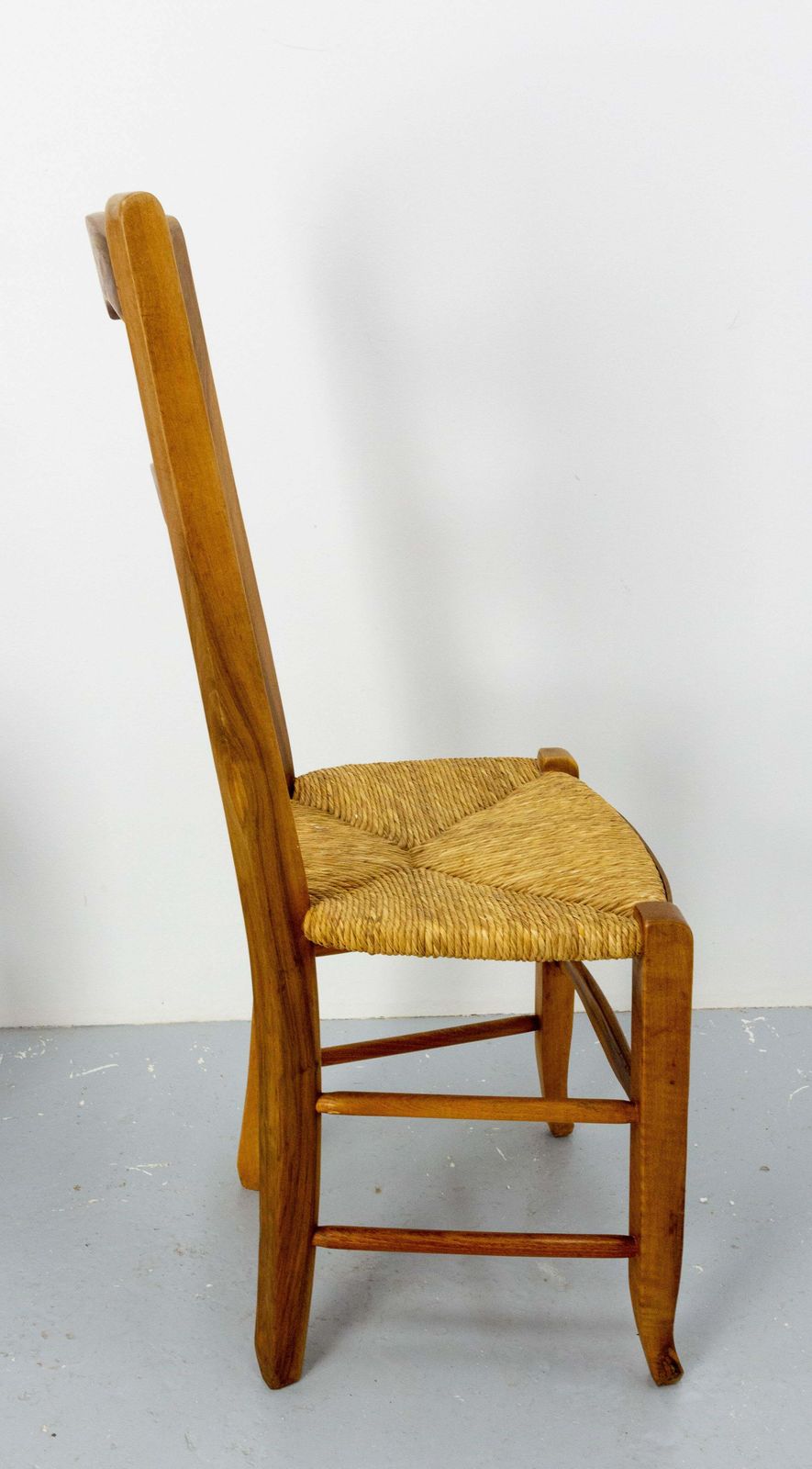 photo for sale Six French Dining Chairs Oak Chairs Rush Seats Provincial Style, Circa 1970