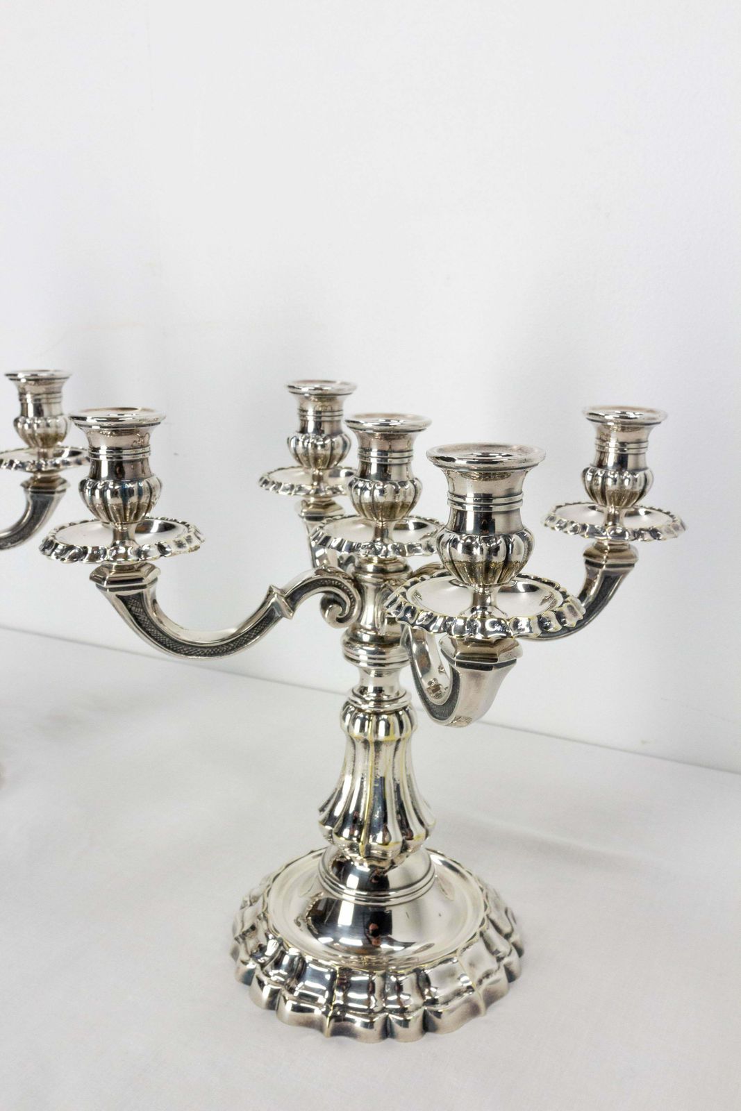 Pair Of Bronze Candleholders Louis XV Style, French, Late 19th Century photo vintage