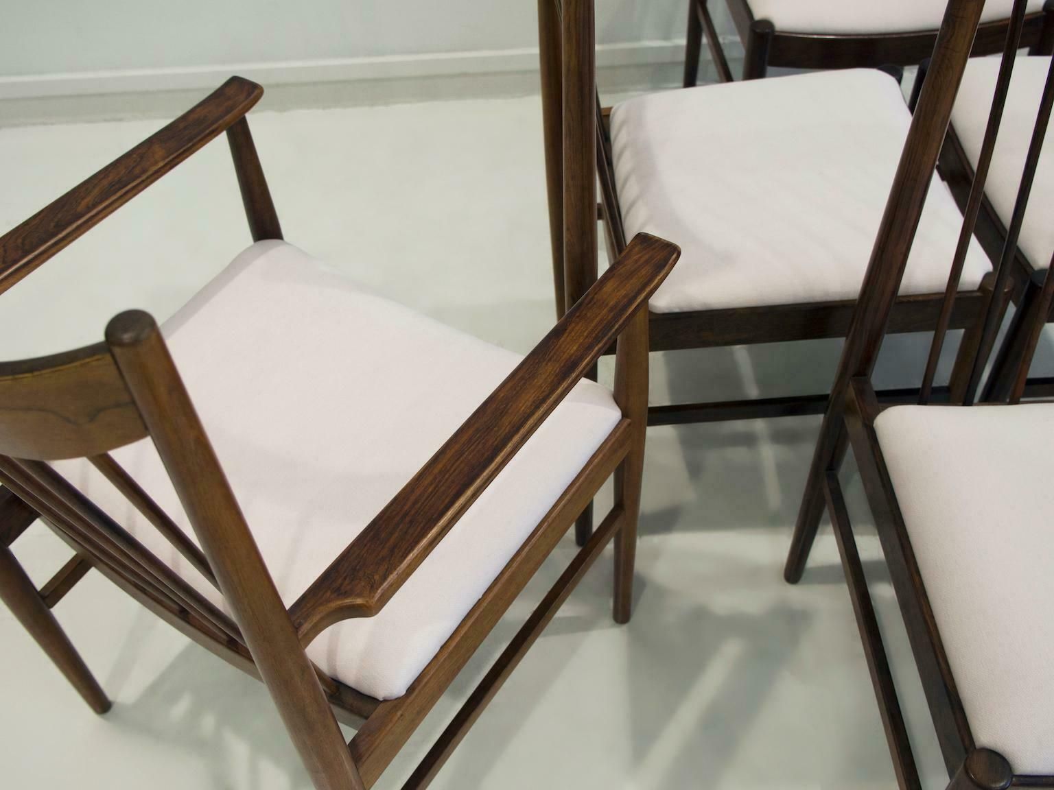 Set Of Six Arne Vodder Model 422 Wooden Dining Chairs With Fabric Upholstery photo 3785.0