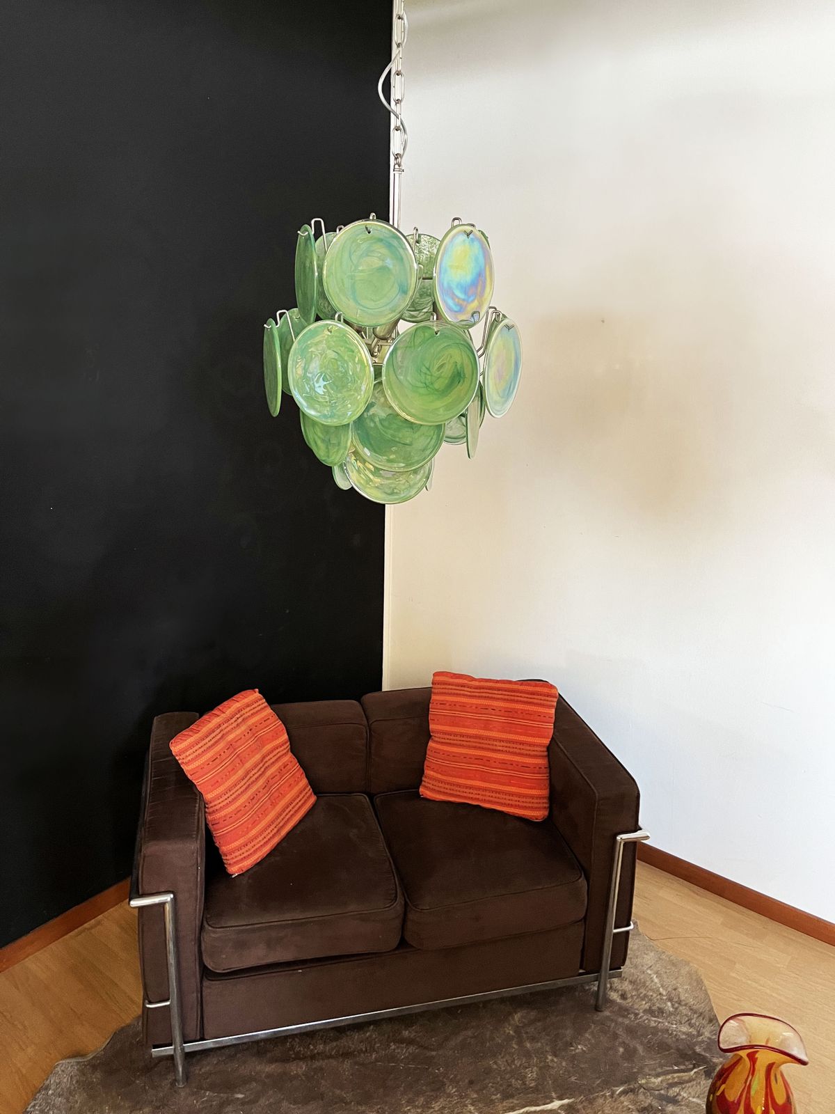 photo vinterior Vintage Italian Murano Chandelier   24 Green Disks