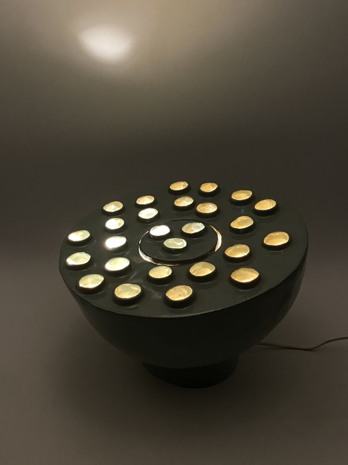 photo vinterior Organic Modern Aquamarine Ceramic Lamp, France, 1980s