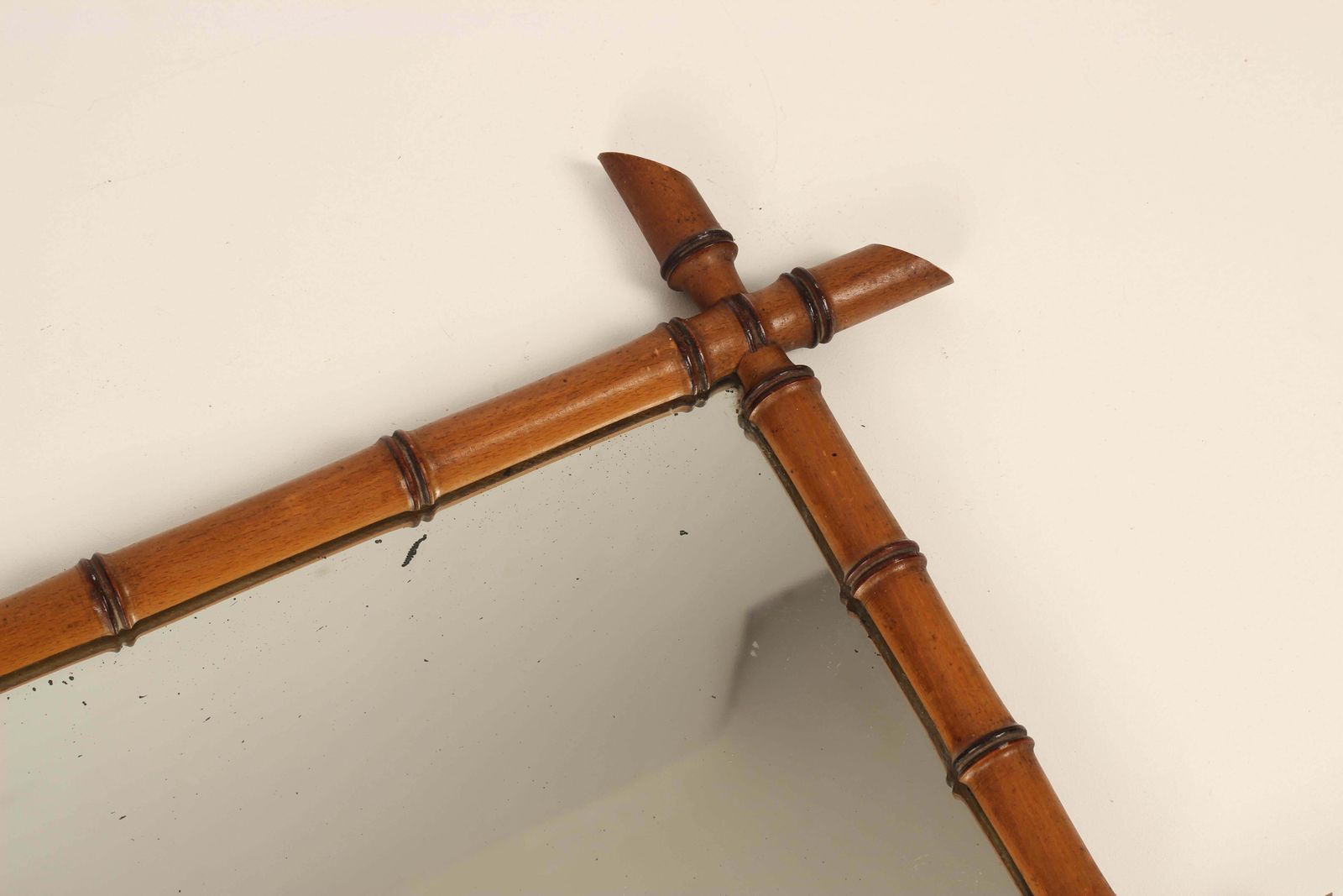 Boho Chic Style Faux Bamboo Walnut Framed Mirror Made In France In Mid 1800s photo buy