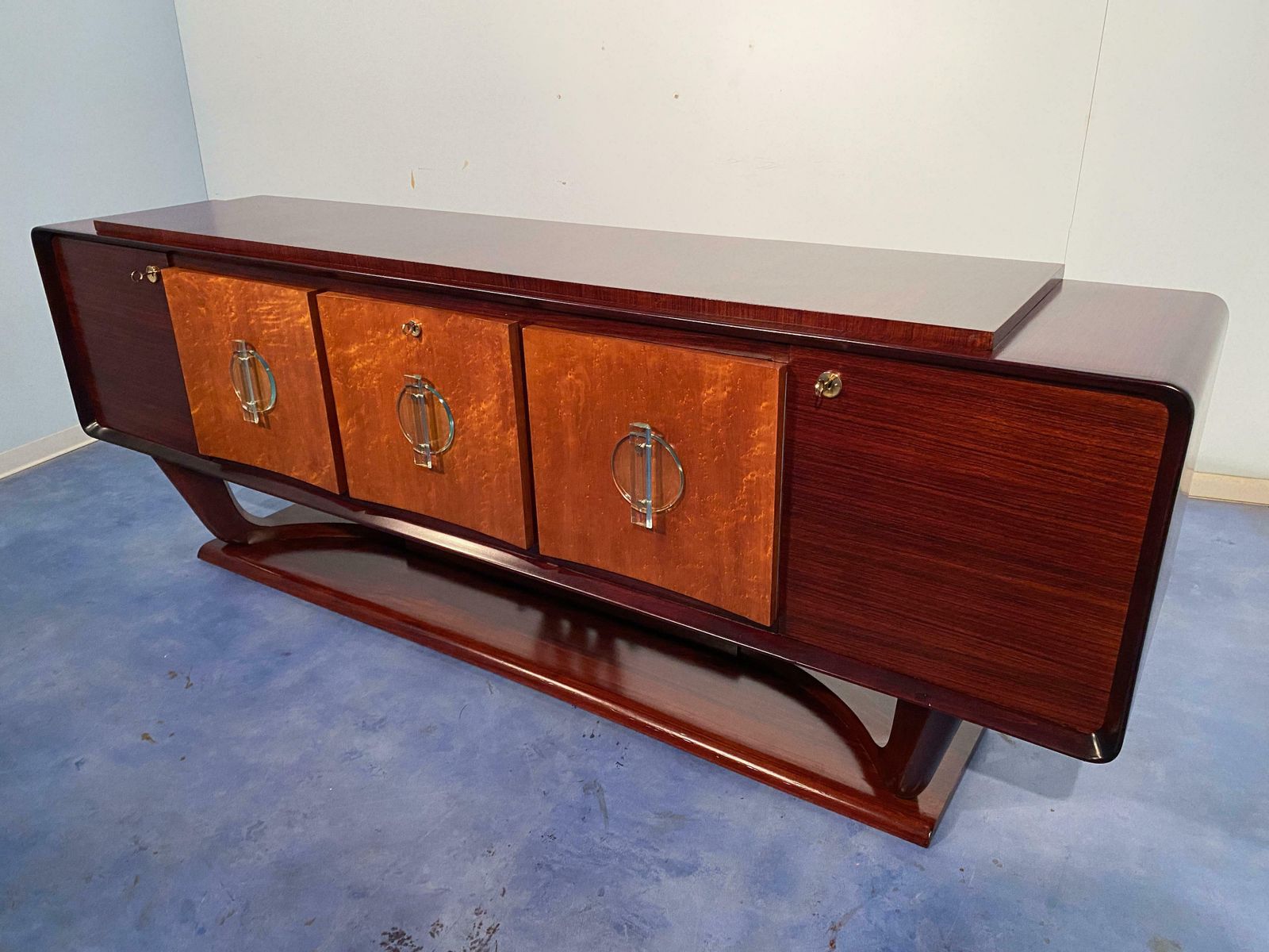 photo furniture Italian Art Deco Sideboard With Bar Cabinet Attributed To Osvaldo Borsani, 1940s