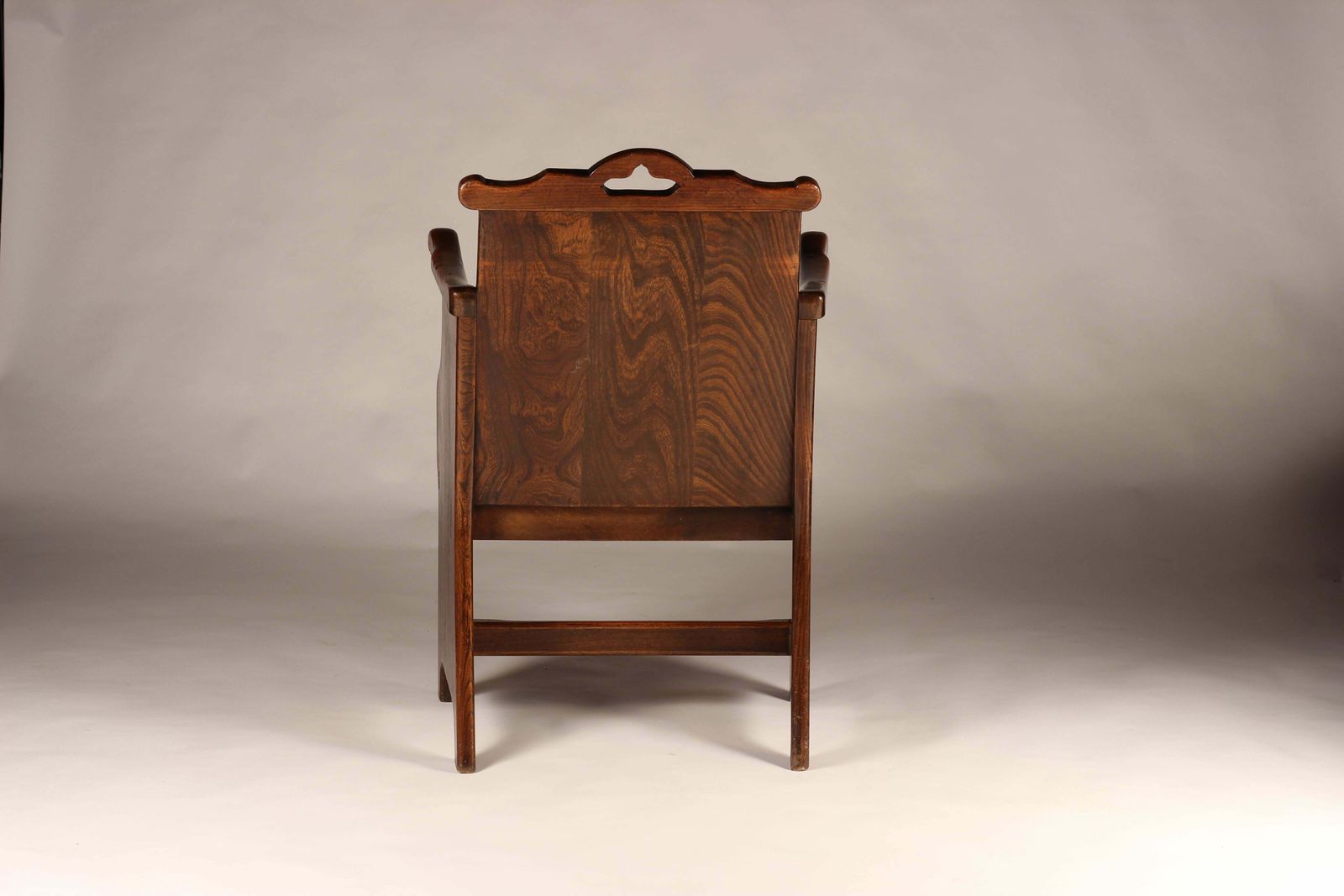 Set Of Elm Tub Arts And Crafts Chairs With Panelled Backs And Carry Handles photo buy