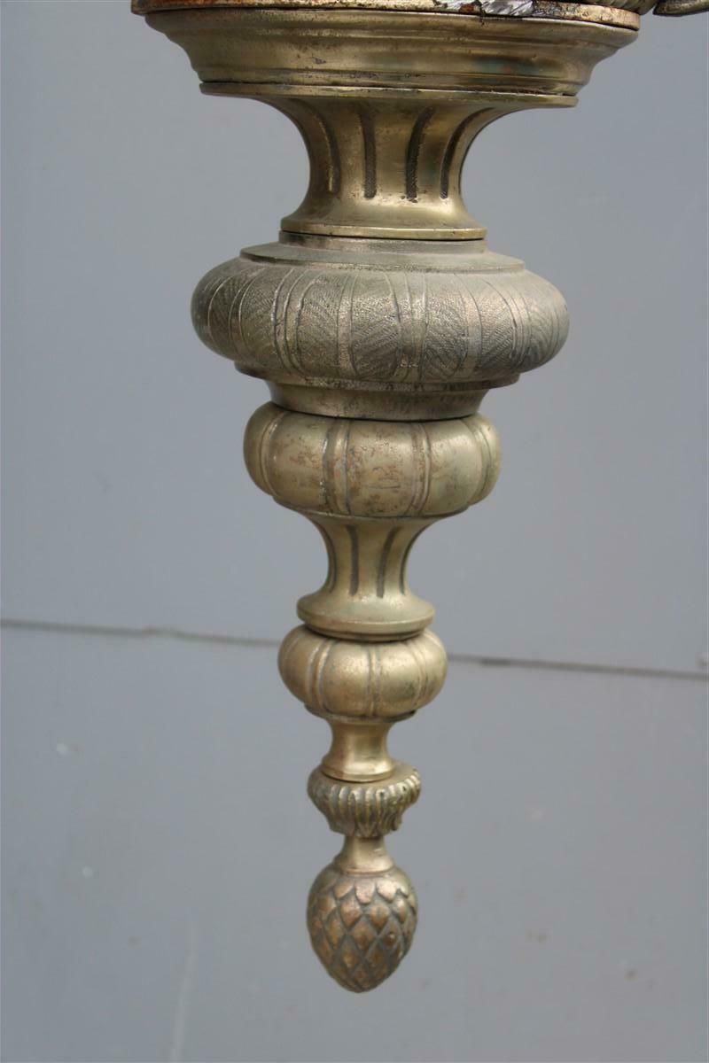 Ancient Baroque Style Lantern In Bronze Fusion With Little Angels Curved Glass photo Lighting