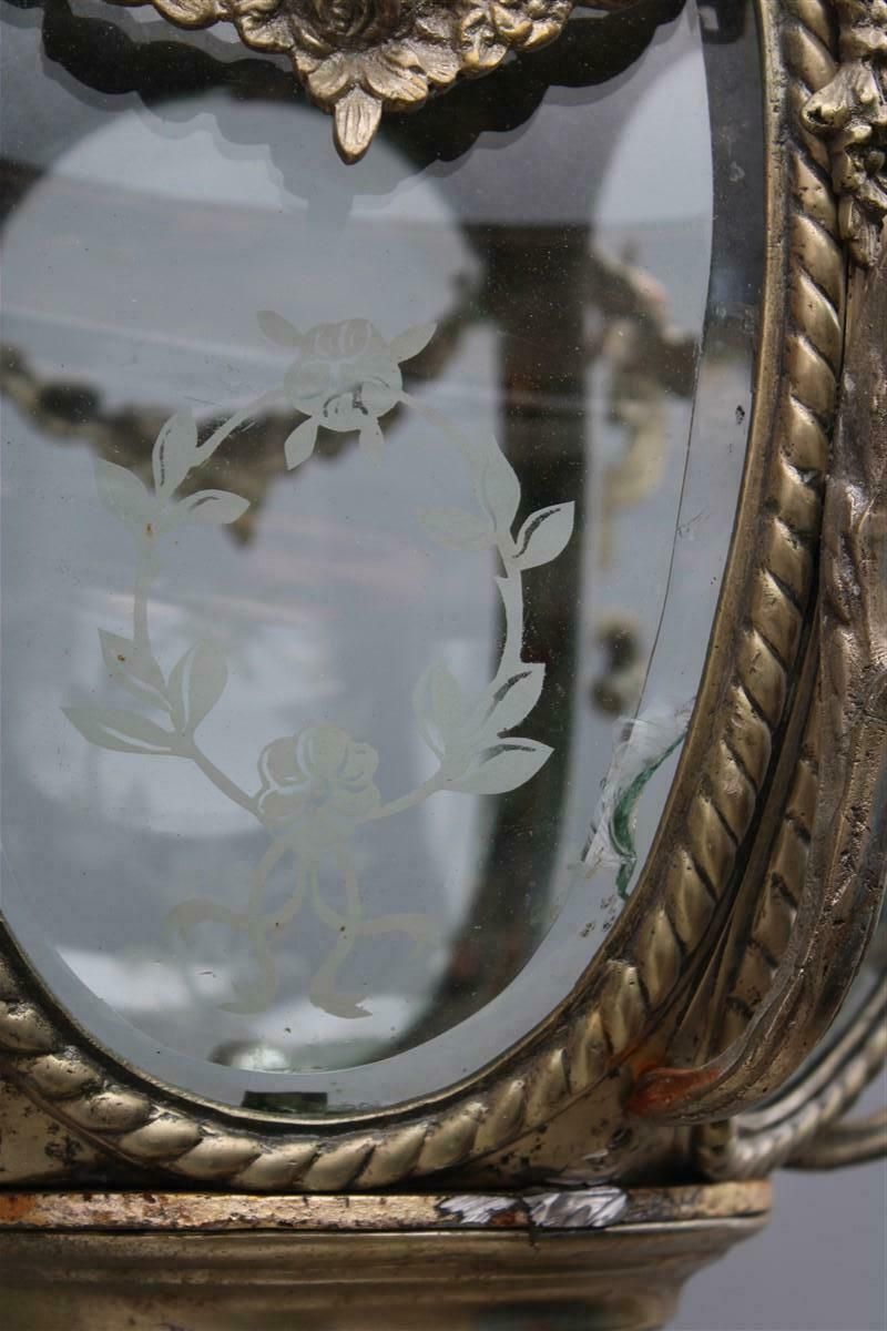 4802.0 Ancient Baroque Style Lantern In Bronze Fusion With Little Angels Curved Glass photo