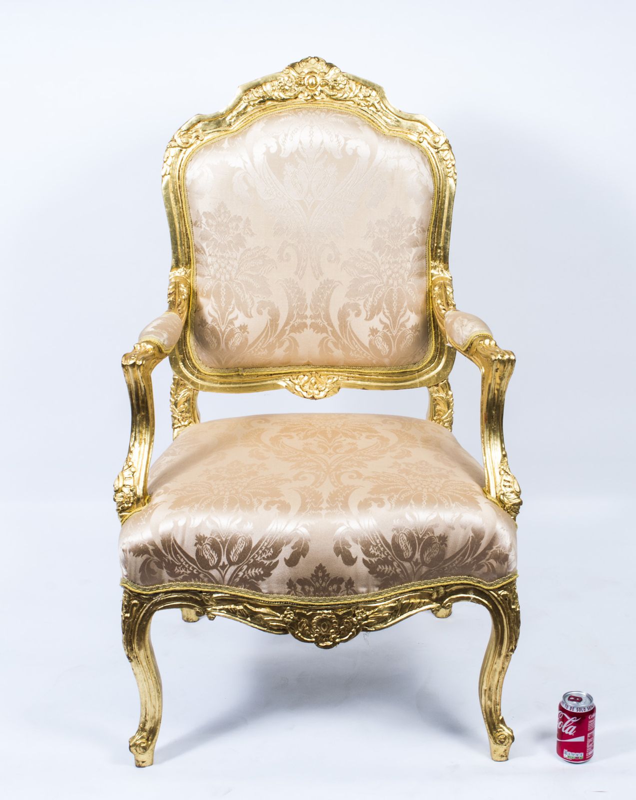photo vintage Vintage  Pair Louis XV Revival French Gilded Armchairs 20th C