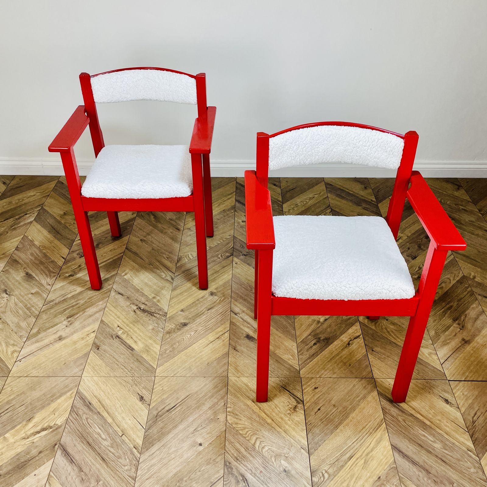 photo furniture Mid Century Red Modernist Armchairs, Circa 1970s, Set Of 2