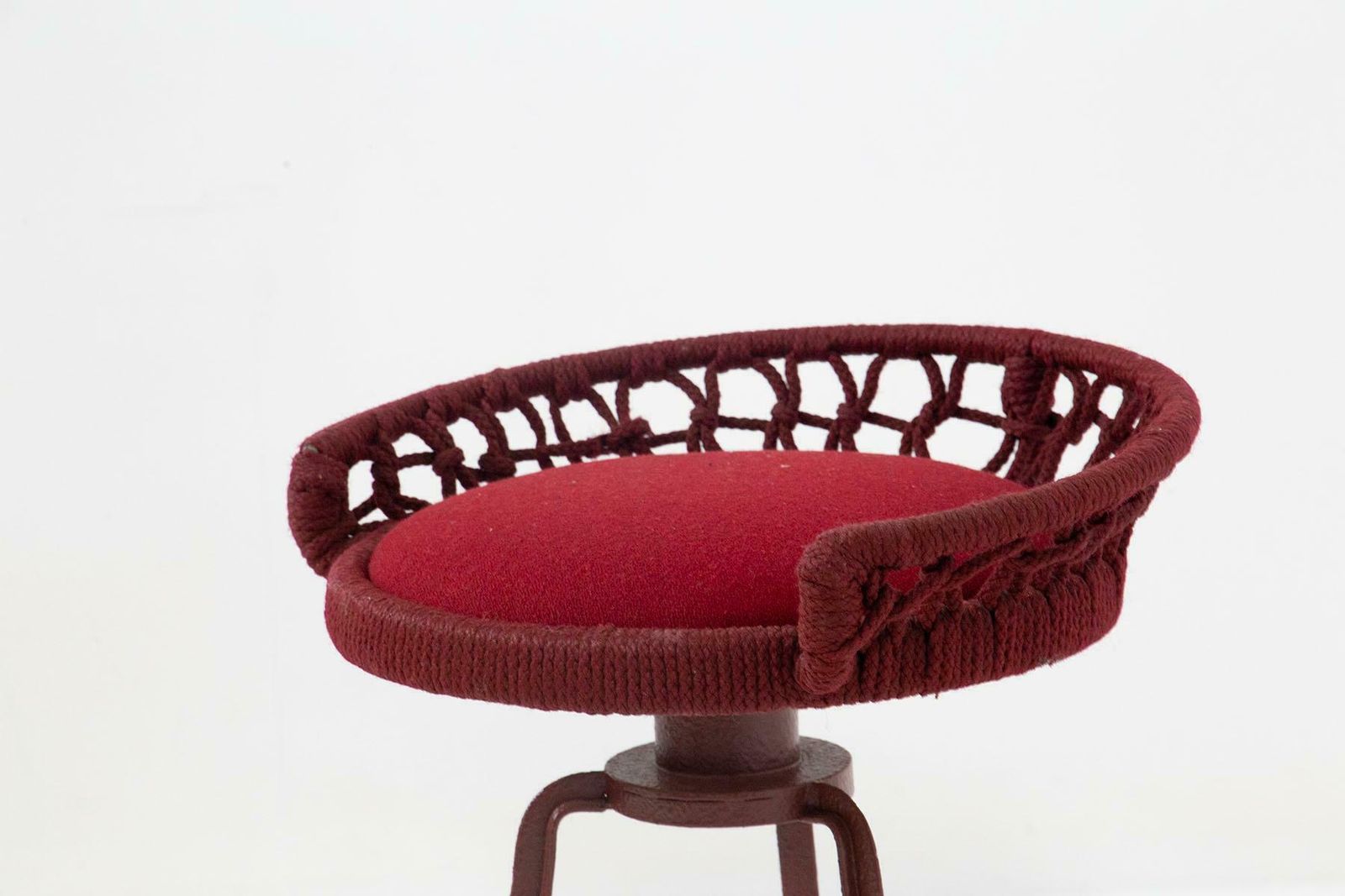 Marzio Cecchi Pair Of Italian Red Rope High Stools photo 9069.0