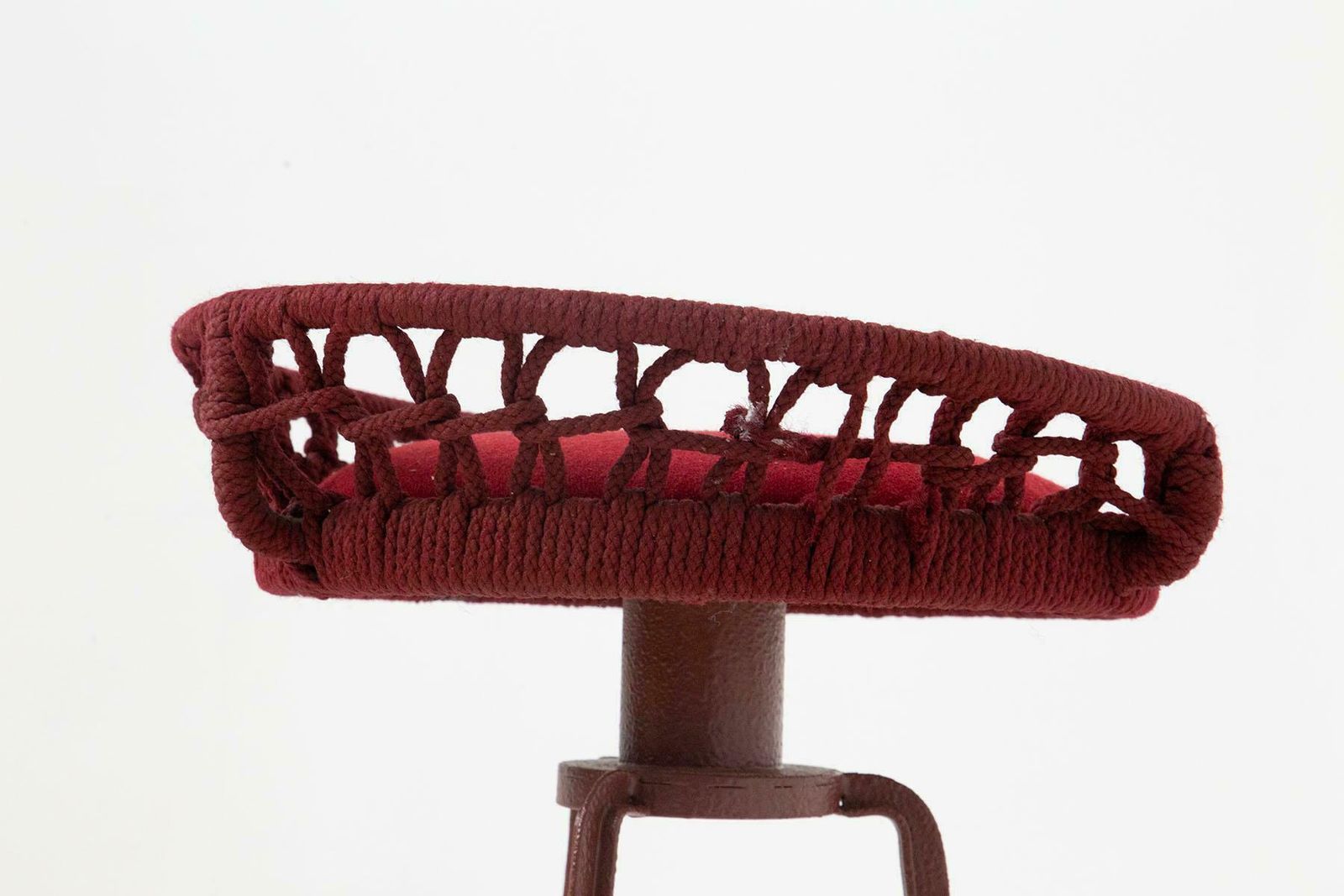 Furniture Marzio Cecchi Pair Of Italian Red Rope High Stools photo