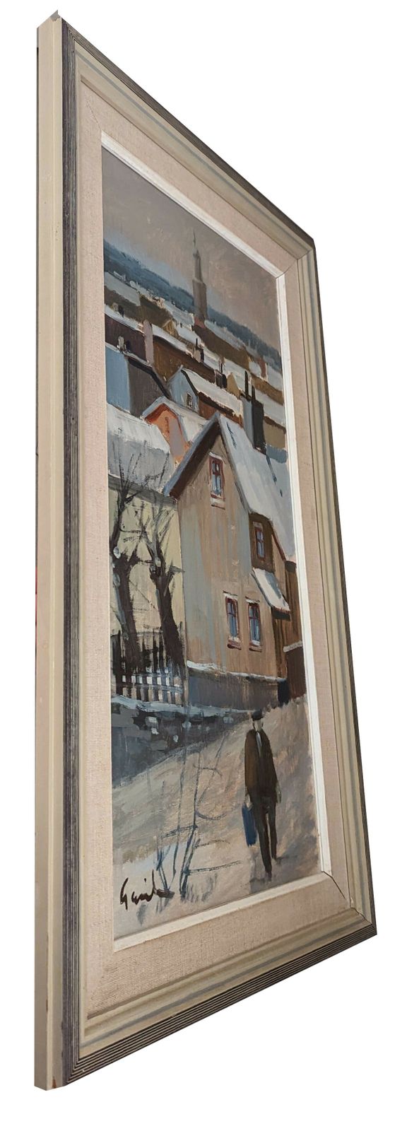 Damaged 20th Century Swedish School 'Village In Winter' photo Art