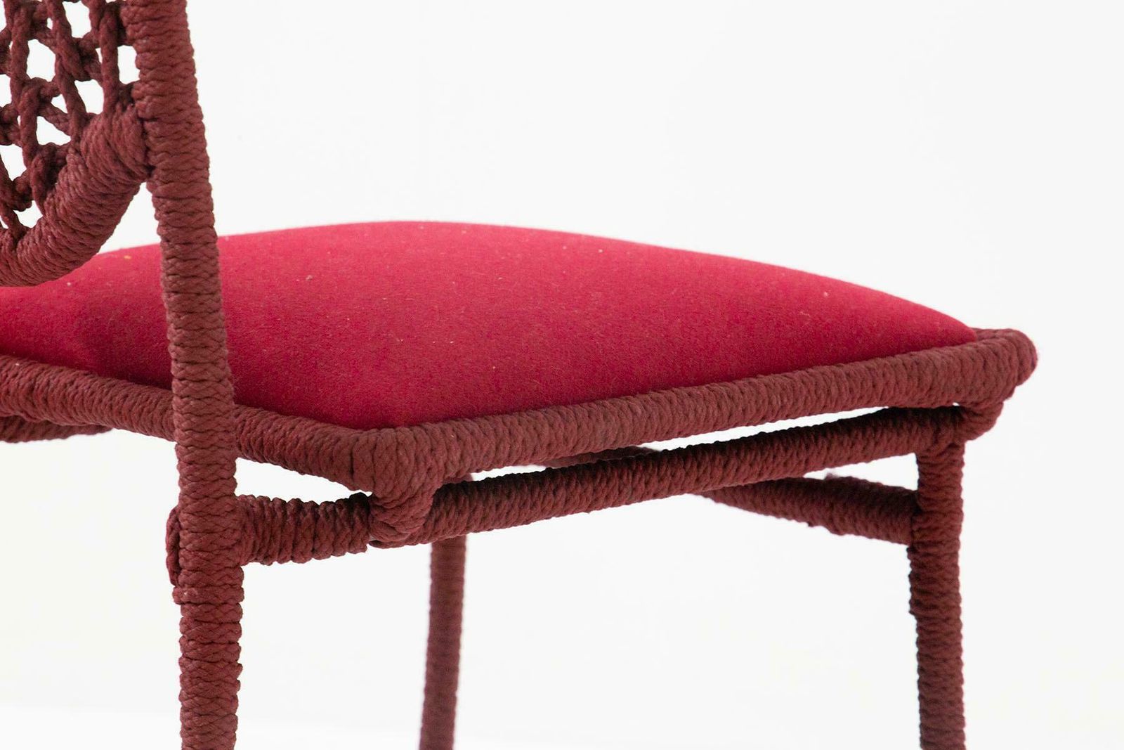 Set Of Six Red Rope Chairs By Marzio Cecchi photo vintage