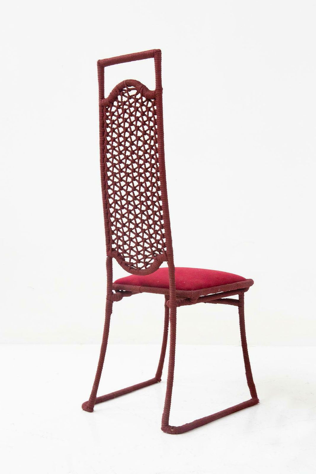 Furniture Set Of Six Red Rope Chairs By Marzio Cecchi photo