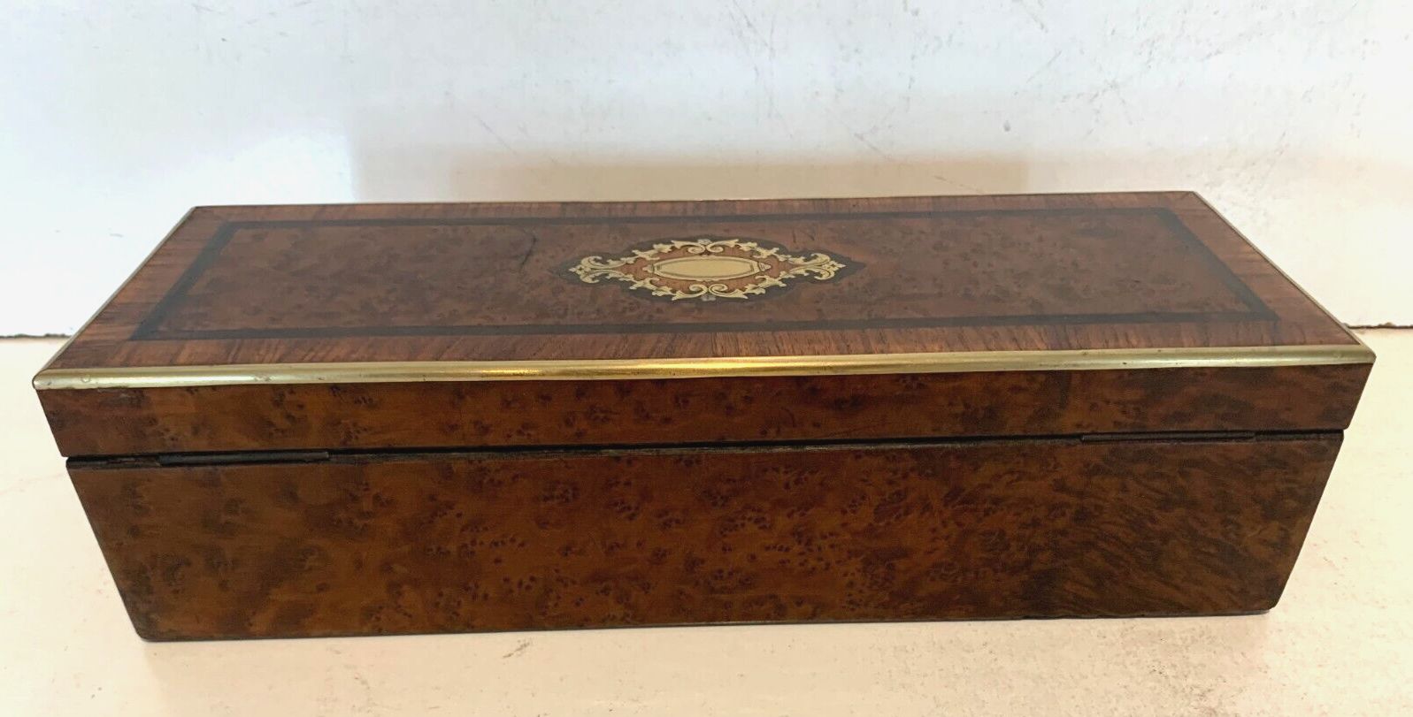 Blackened Wooden Glove Box Napoleon III Marquetry Boulle XIX Century photo Home Decor