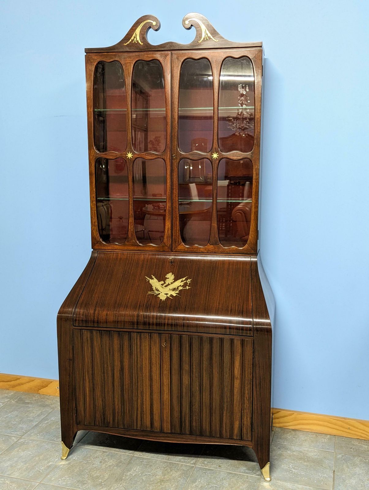 Pair Of Trumeau Bookcases In Mahogany Designed By Paolo Buffa, 1950s photo Furniture