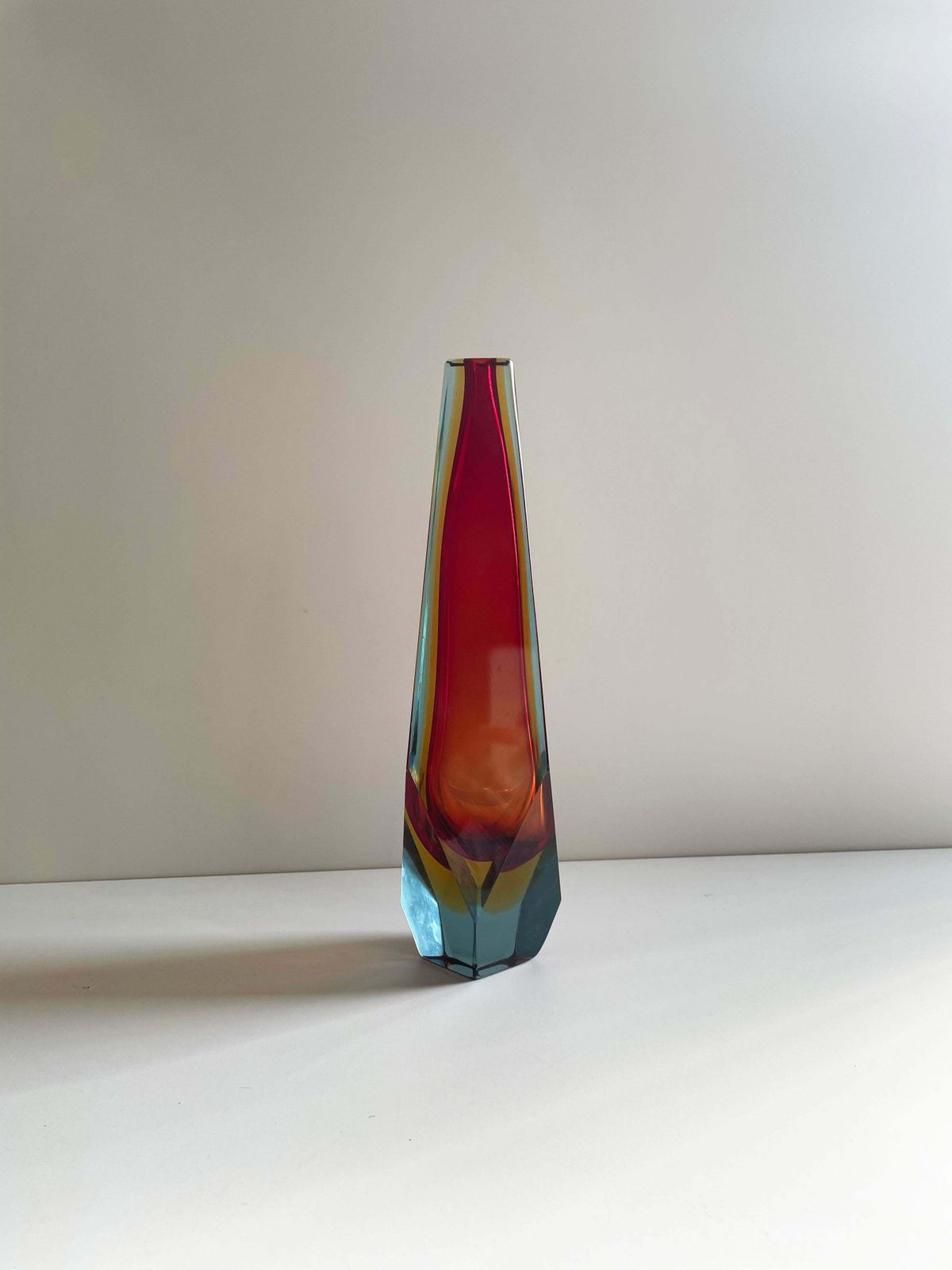 Sommerso Faceted Murano Glass Vase San Marco, Alessandro Mandruzzato, Italy 1960 photo 507.0