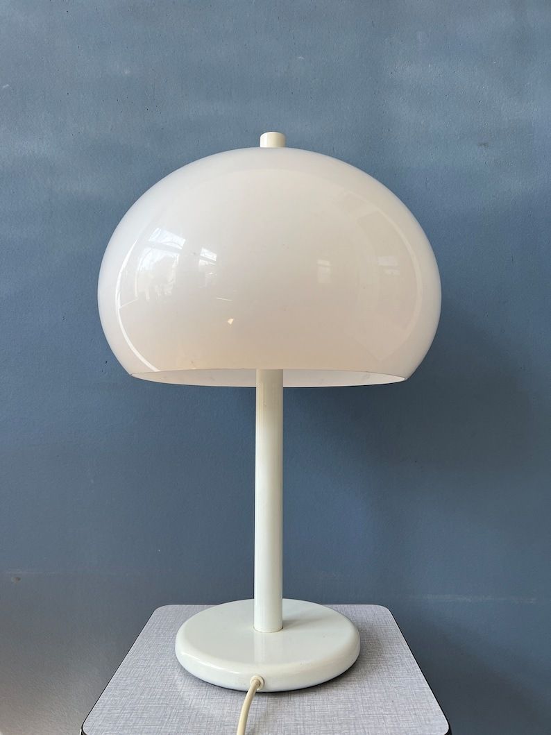 Dijkstra Tafellamp | Vintage Paddenstoellamp | Wit Space Age Licht photo vinterior