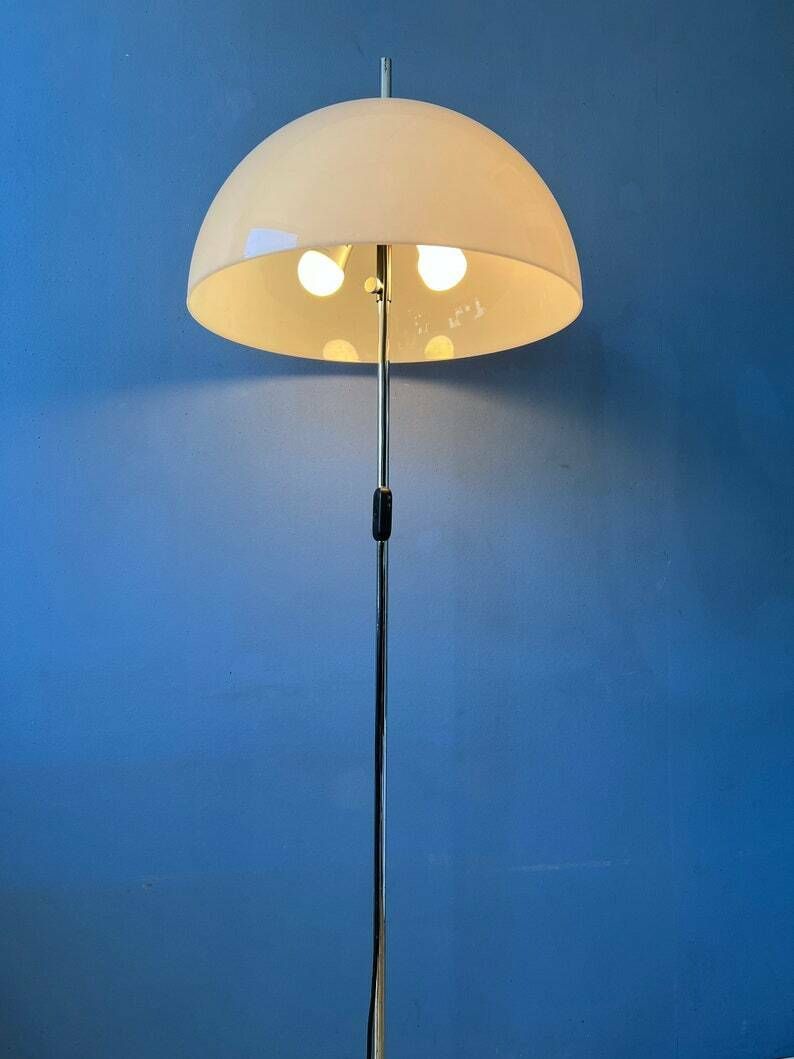 Vintage Dijkstra Mushroom Floor Lamp With White Acrylic Glass Shade