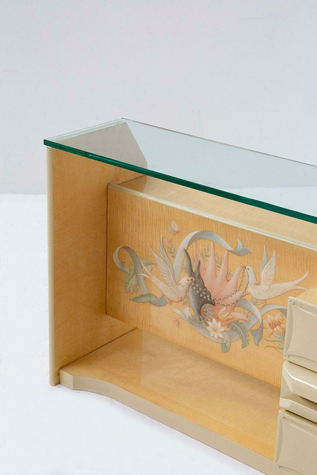 Italian Chest Of Drawers By Giovanni Gariboldi In Inlaid Wood And Glass photo buy