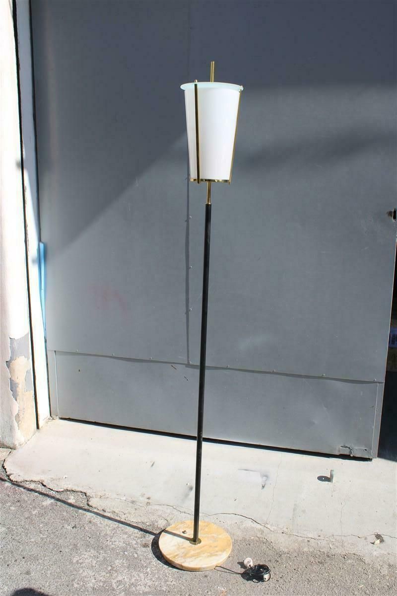 Mid Century Italian Floor Lamp Stilnovo Marble Brass Plexiglass photo furniture