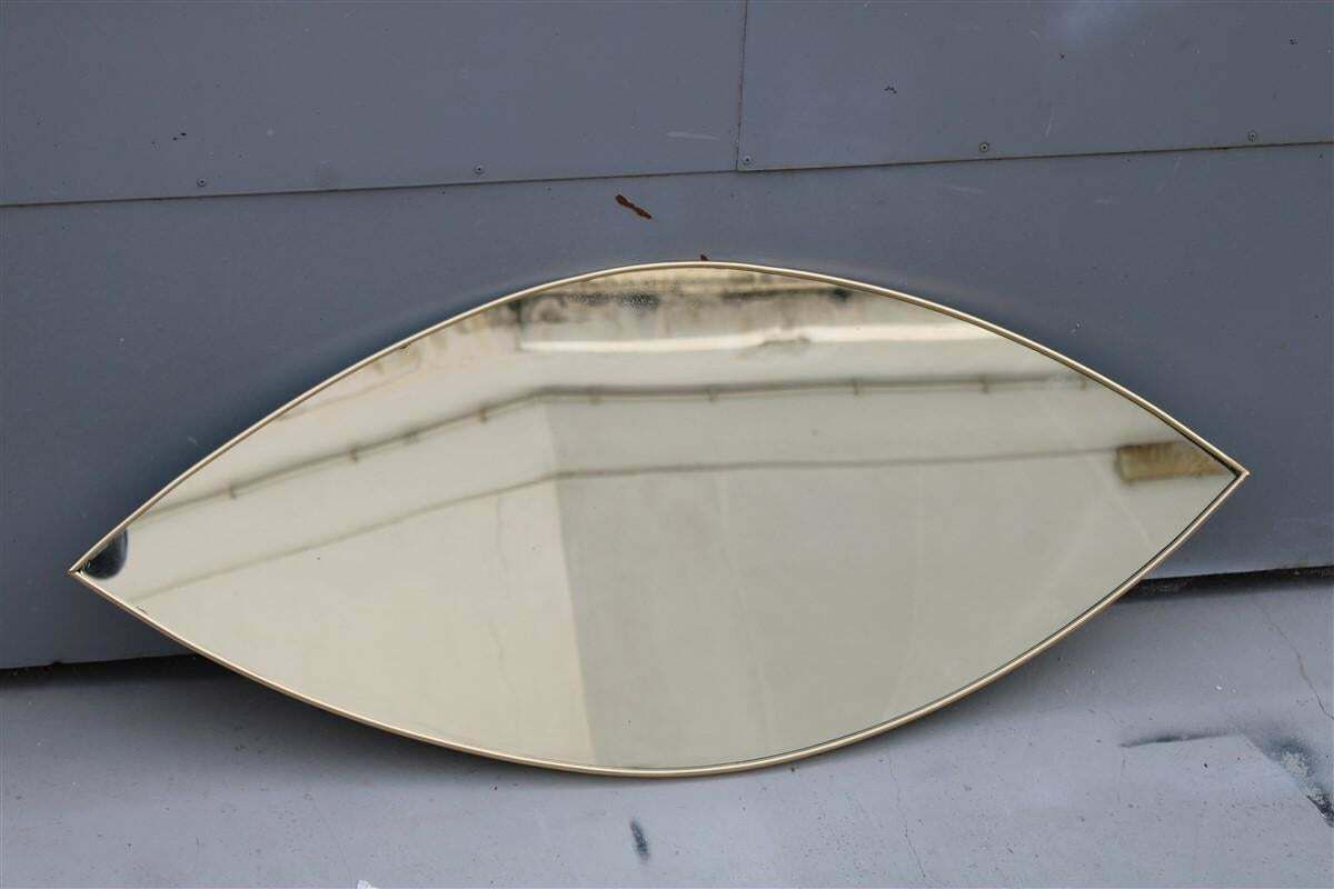 Particular Midcentury Italian Eye Shaped Mirror In Shaped Brass 1950s photo furniture