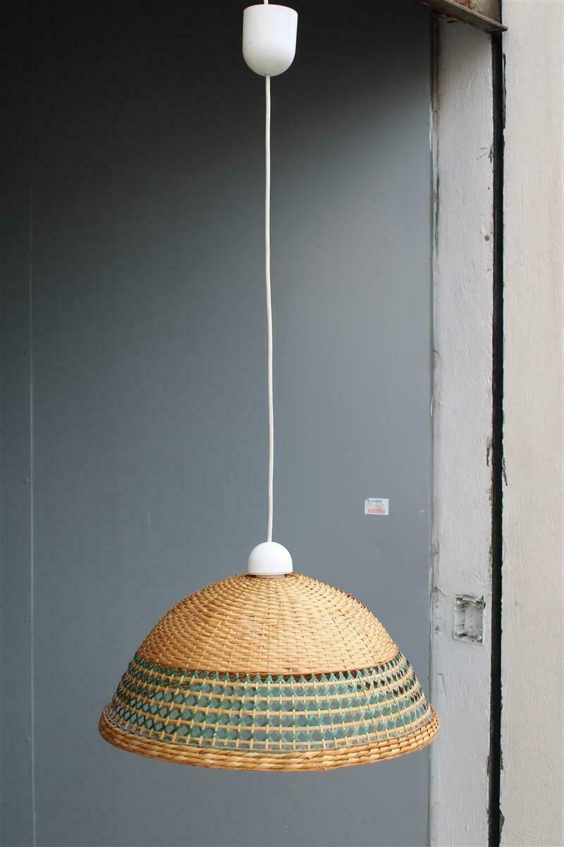 Sardinian Dome Chandelier Hand Woven Straw Green Color Midcentuy Italy Design photo furniture