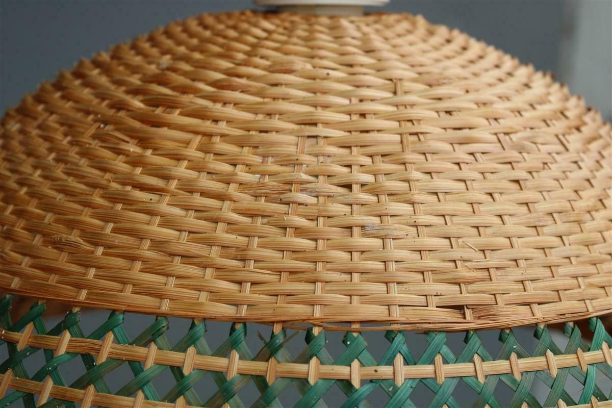 Sardinian Dome Chandelier Hand Woven Straw Green Color Midcentuy Italy Design photo vinterior