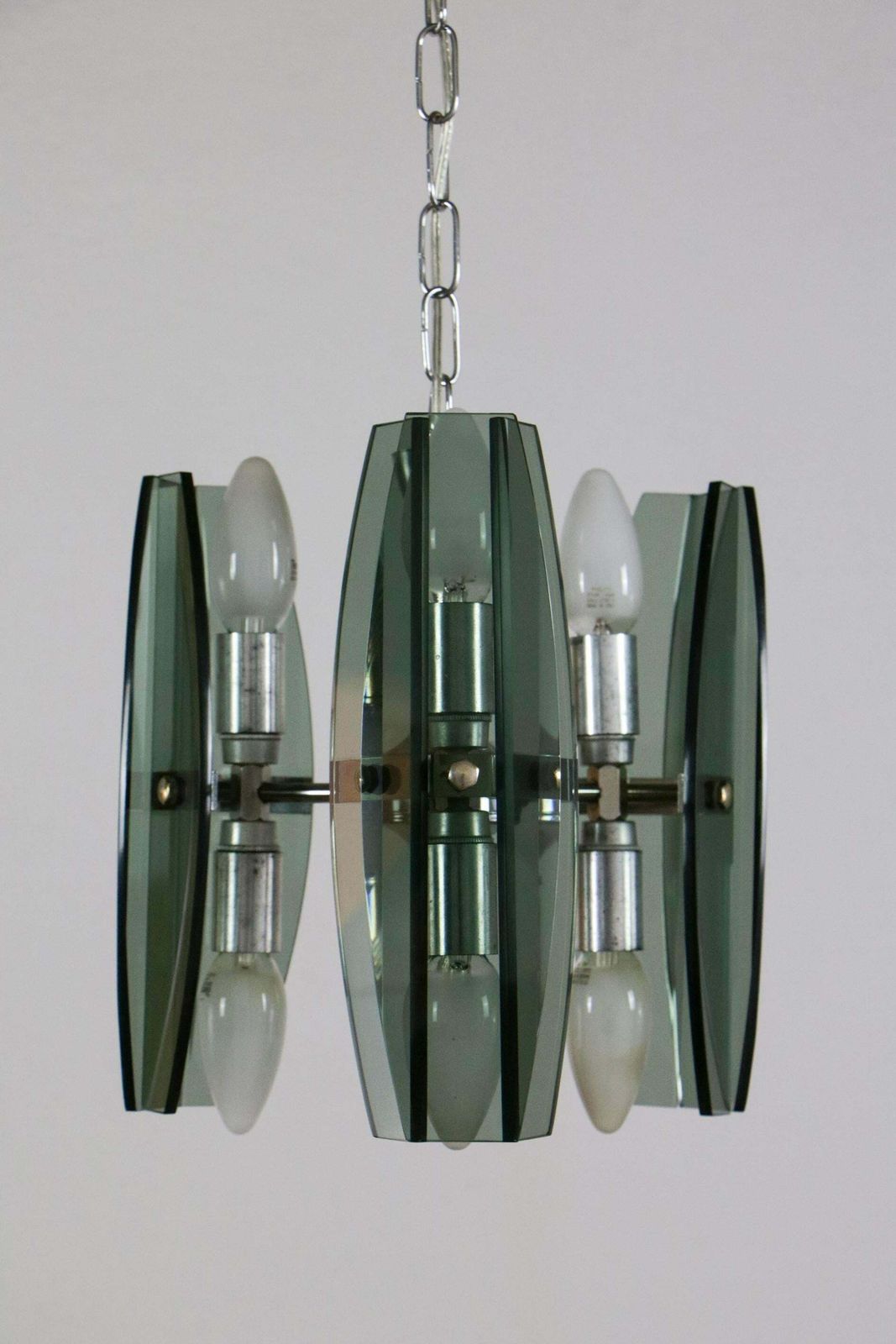 Italian Mid Century Space Age Chandelier Veca Style By Fontana Arte, 1970s photo for sale