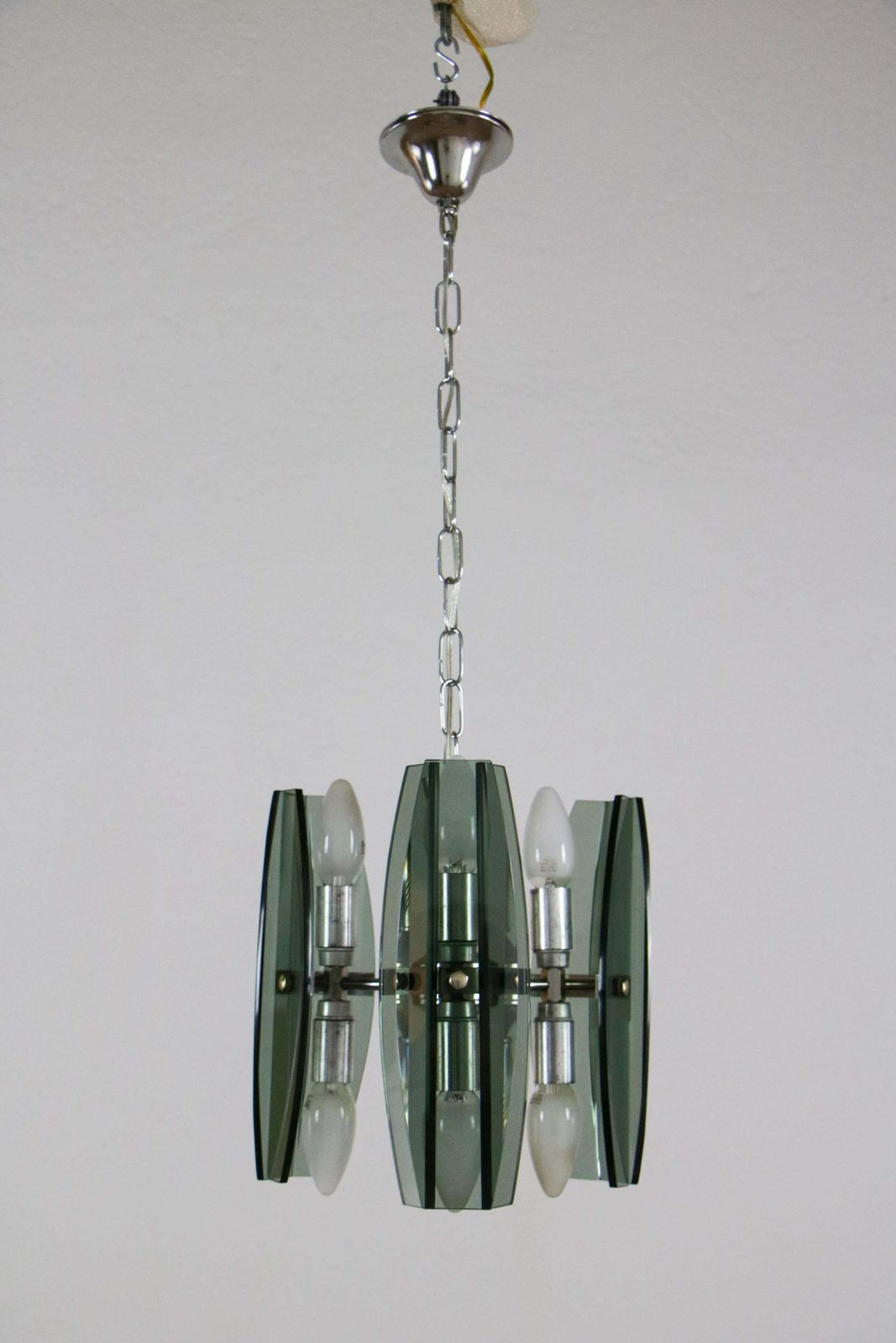Italian Mid Century Space Age Chandelier Veca Style By Fontana Arte, 1970s photo Lighting