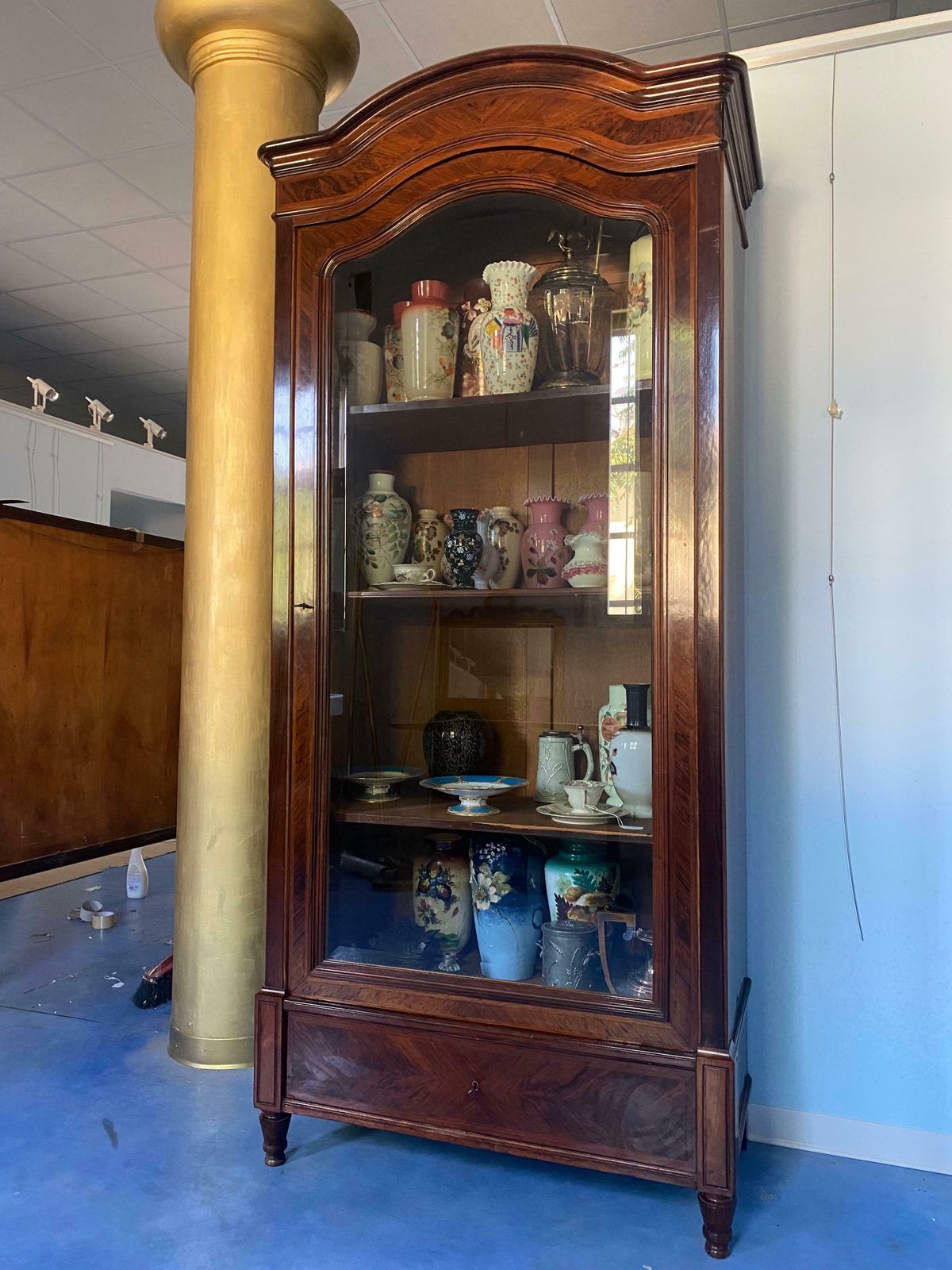 Antique French Showcase Bookcase Louise Philippe, 1850s photo for sale