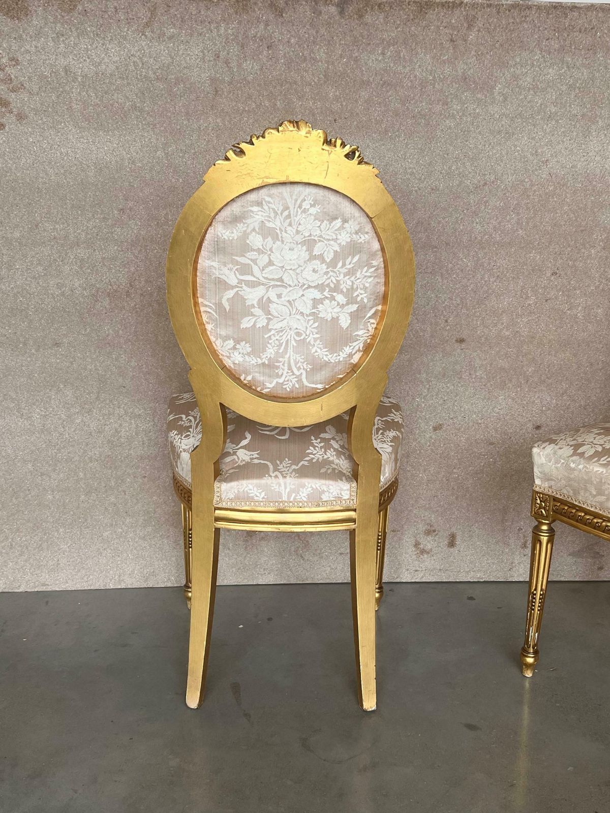 Antique French Louis XVI Style Parcel Gilt And Painted Side Chair photo vinterior