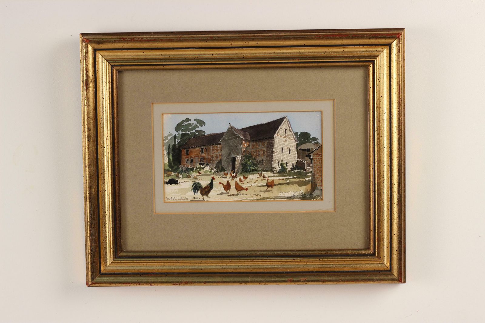 Watercolour By Artist David Birtwhistle Entitled Barn Cat photo Art