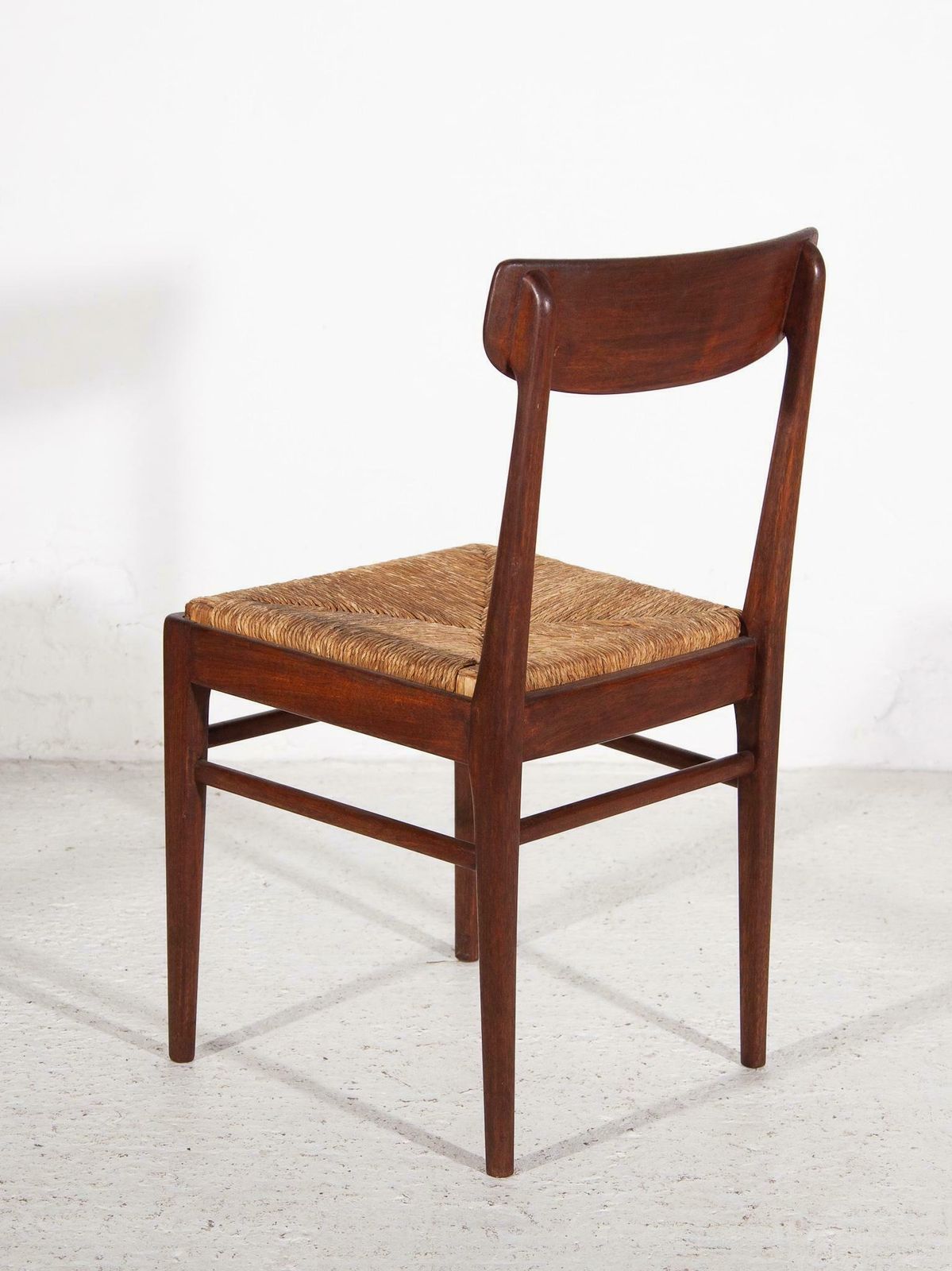 Teak Dining Chairs With Rattan Seat 1959, Belgium photo vintage