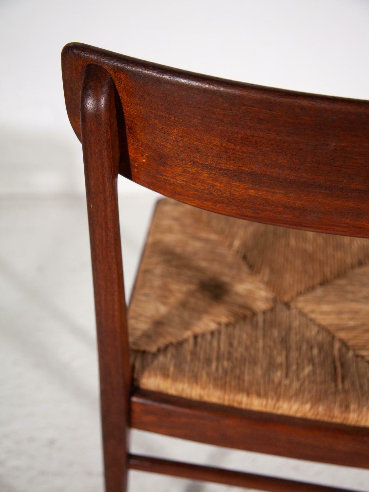 Furniture Teak Dining Chairs With Rattan Seat 1959, Belgium photo