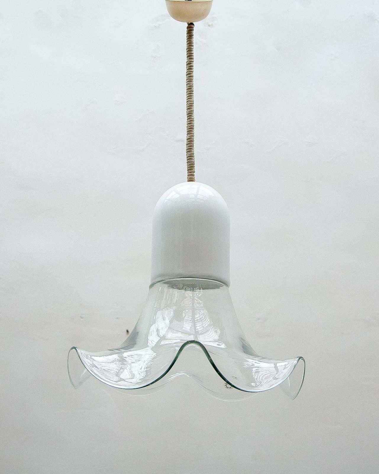 Leucos Clear And Opal Chandelier By Roberto Pamio & Renato Toso, 1970s photo for sale