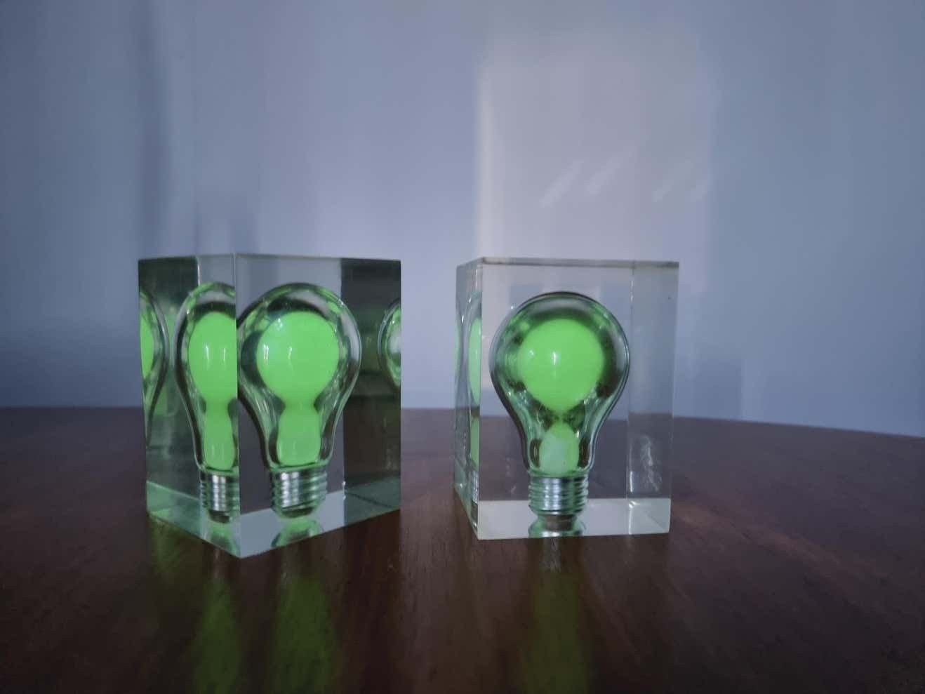 photo furniture Pierre Giraudon, A Pair Of Lucite Sculptures "Neon", France Midcentury